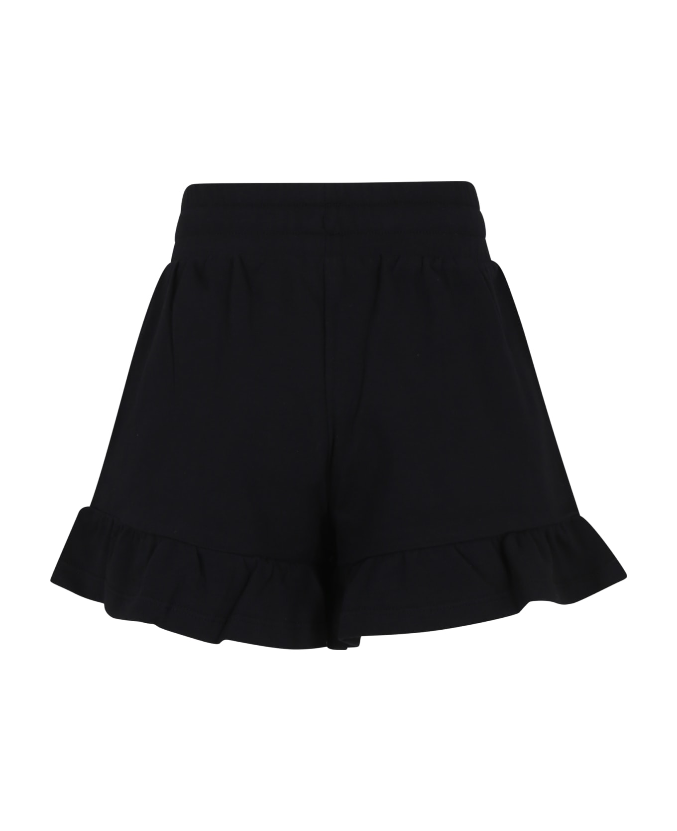 Moschino Black Shorts For Girl With Teddy Bear And Logo - Black