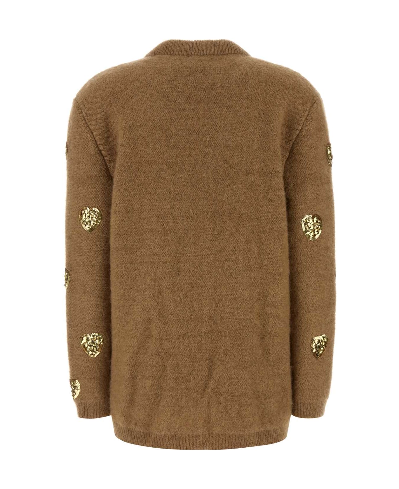 Valentino Garavani Camel Mohair Blend Oversize Cardigan - CAMMELLOGOLD