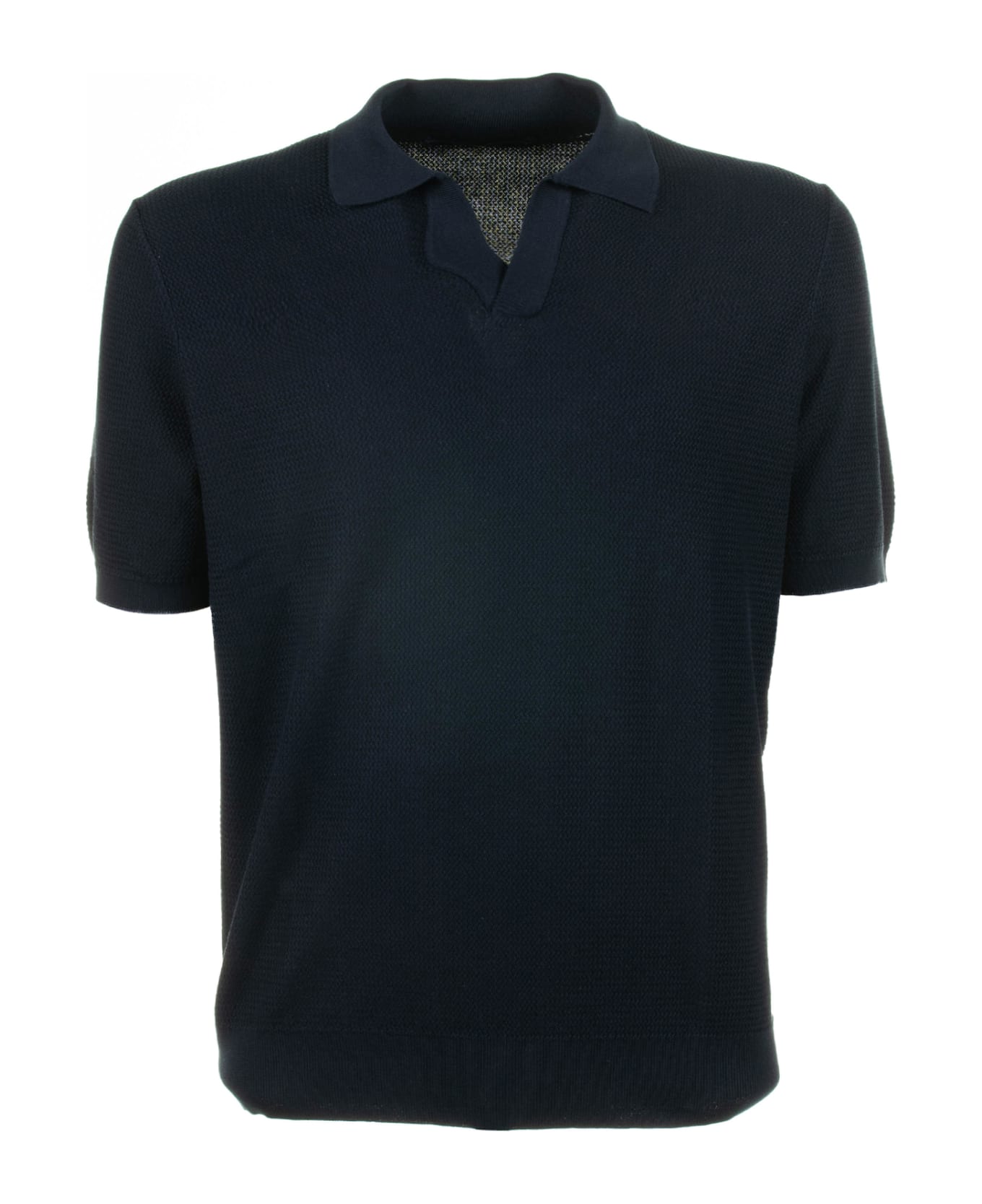 Tagliatore Navy Blue Short-sleeved Polo Shirt - BIANCO