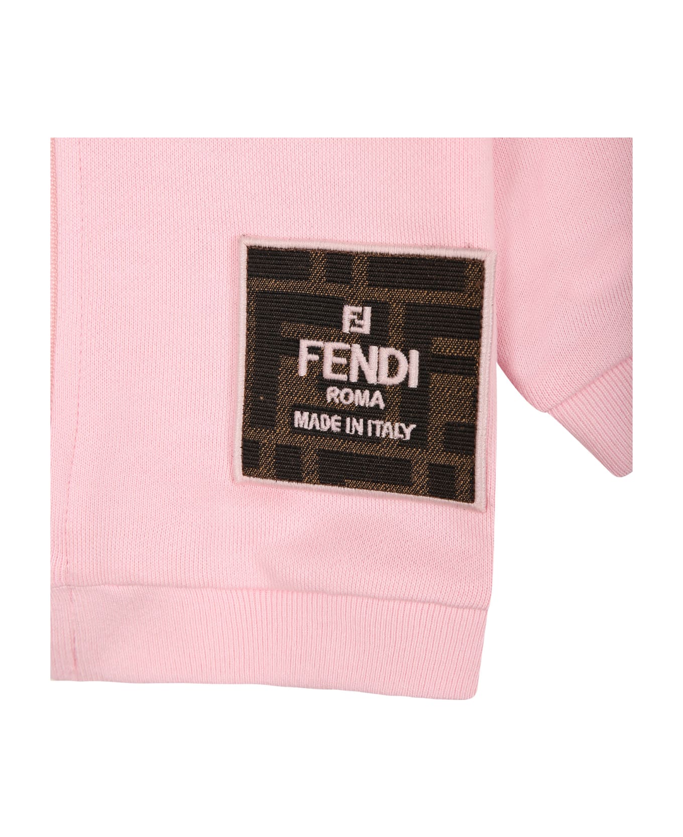 Fendi Pink Sweatshirt For Baby Girl With Logo - Pink