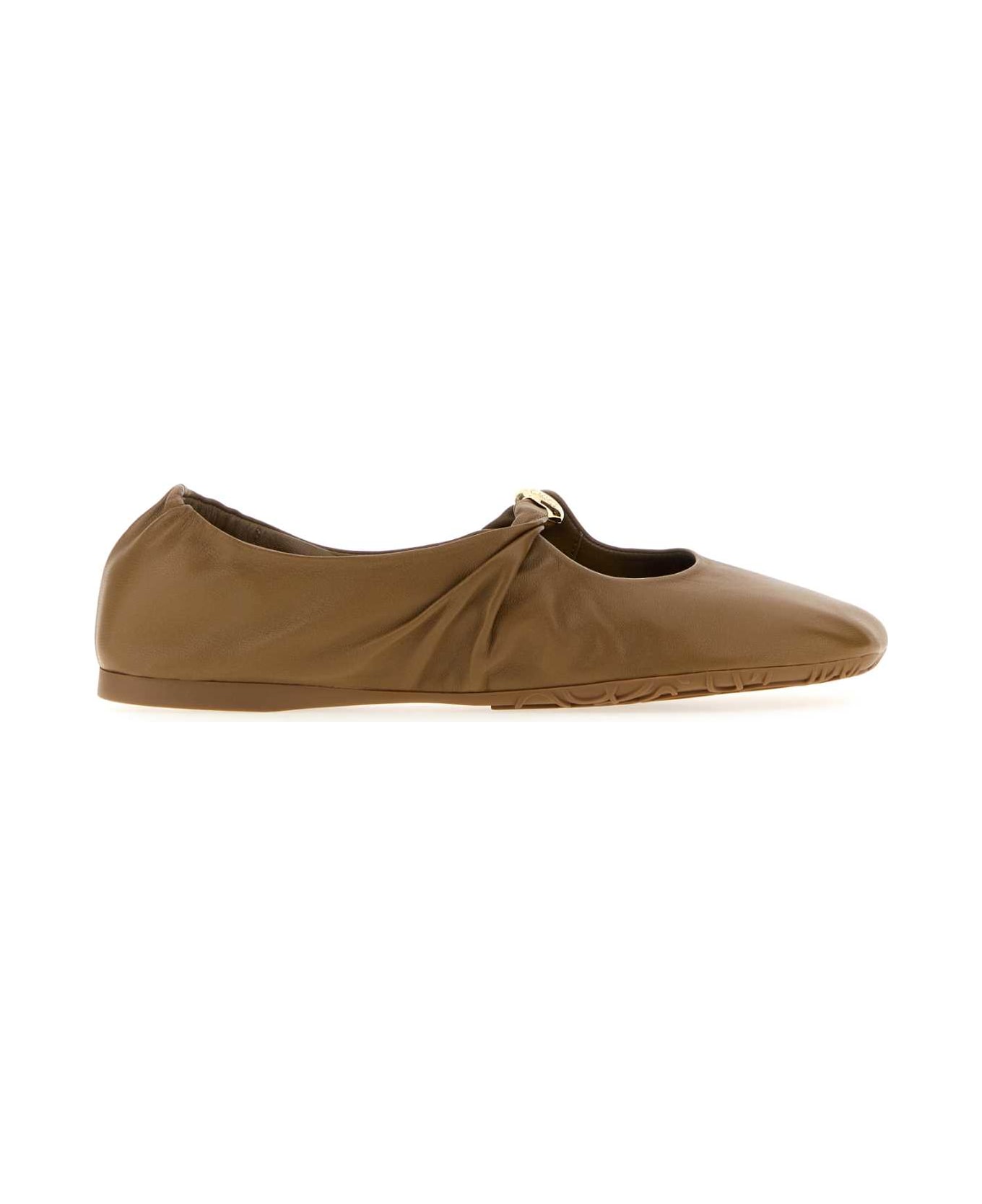 Loewe Camel Nappa Leather Pebble Ballerinas - OAK