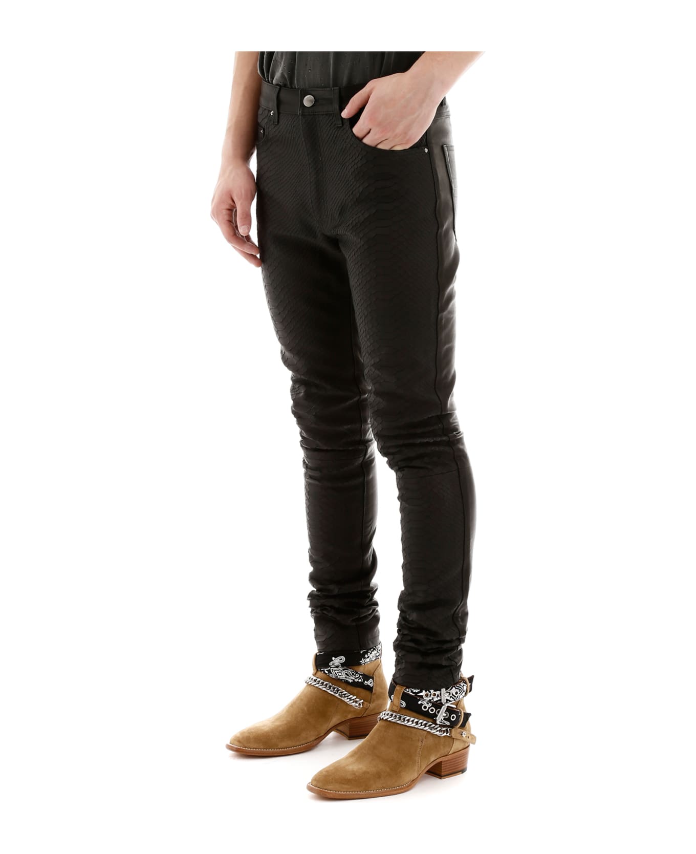 AMIRI Python Print Leather Trousers | italist