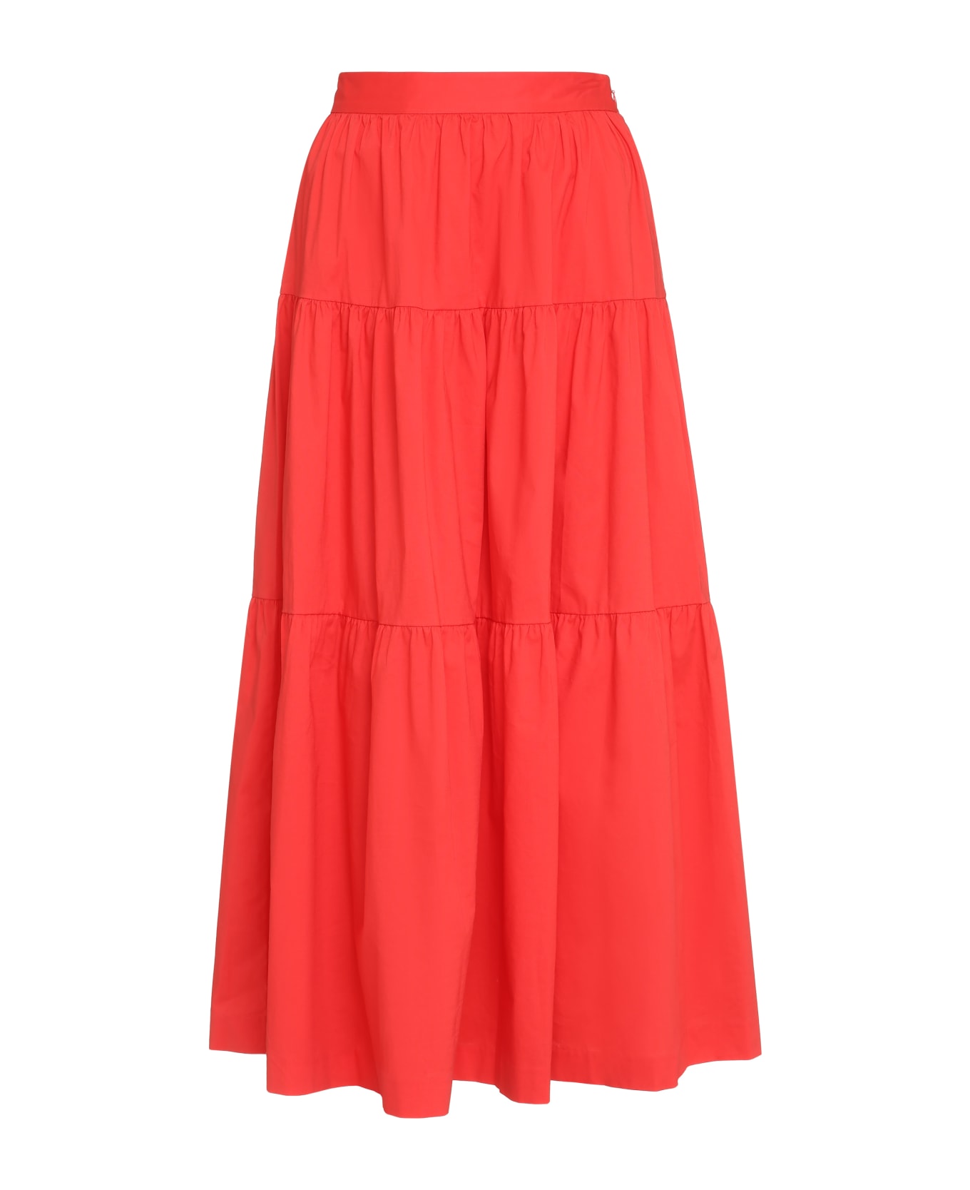 STAUD Sea Cotton Midi Skirt - red