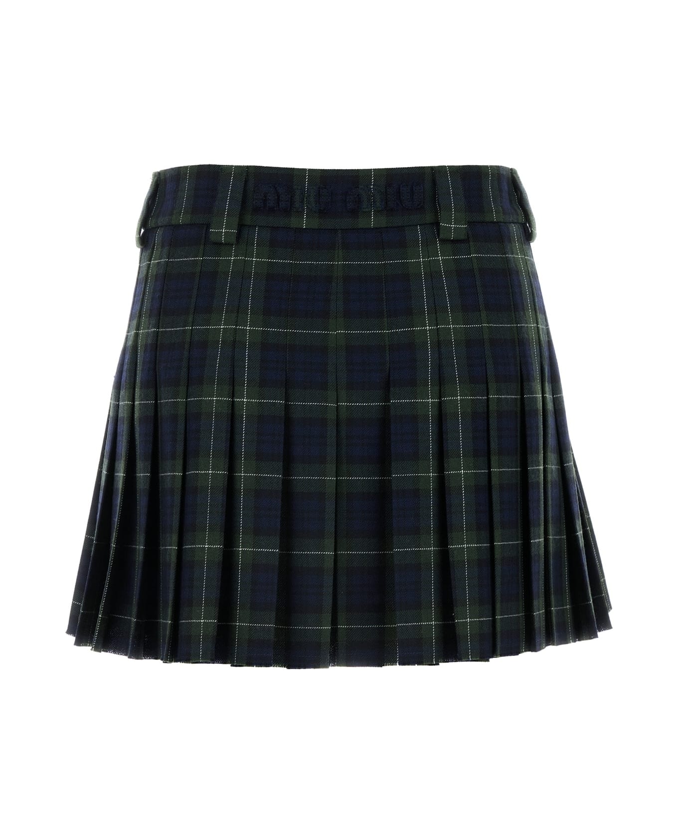 Miu Miu Embroidered Wool Mini Skirt - MILITARE
