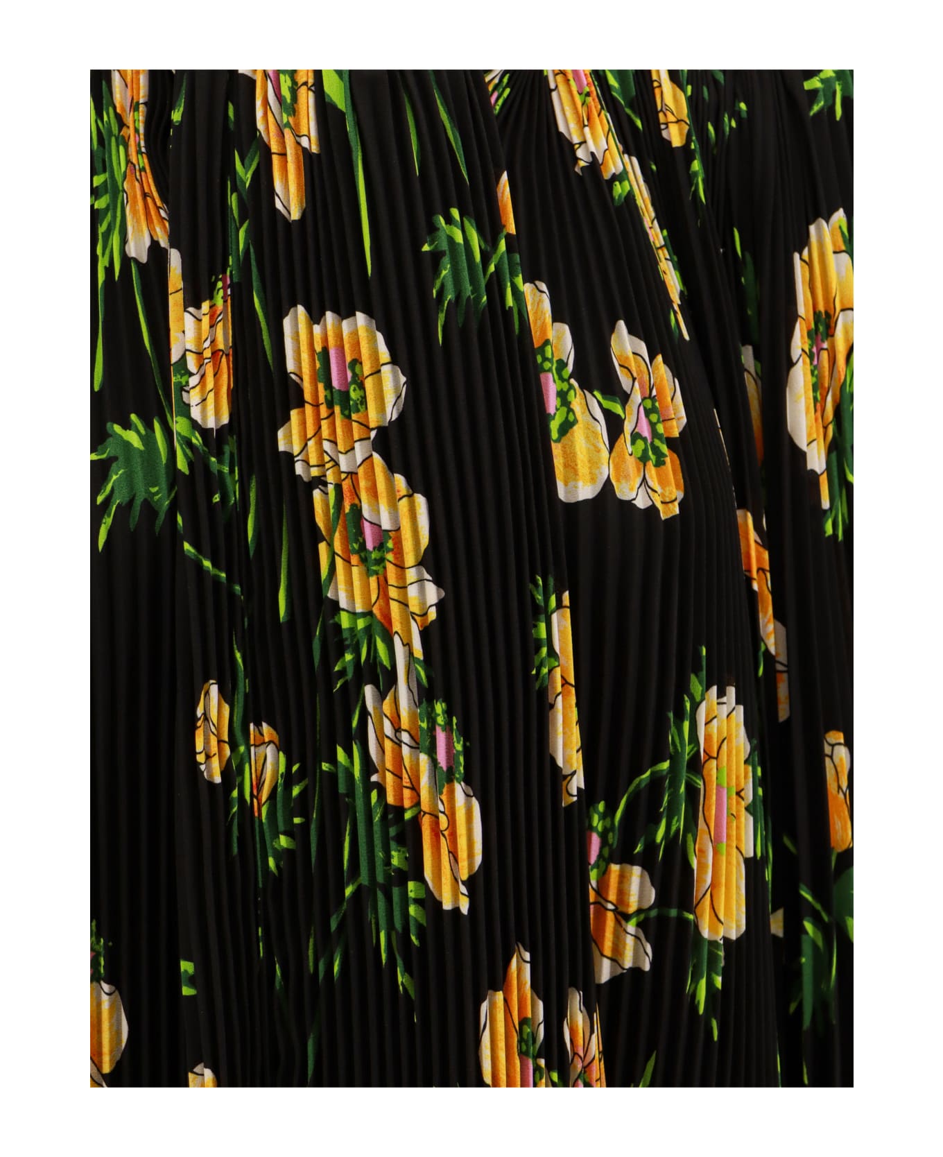 Balenciaga Pleated Floral Print Long Sleeve Blouse - Black ブラウス