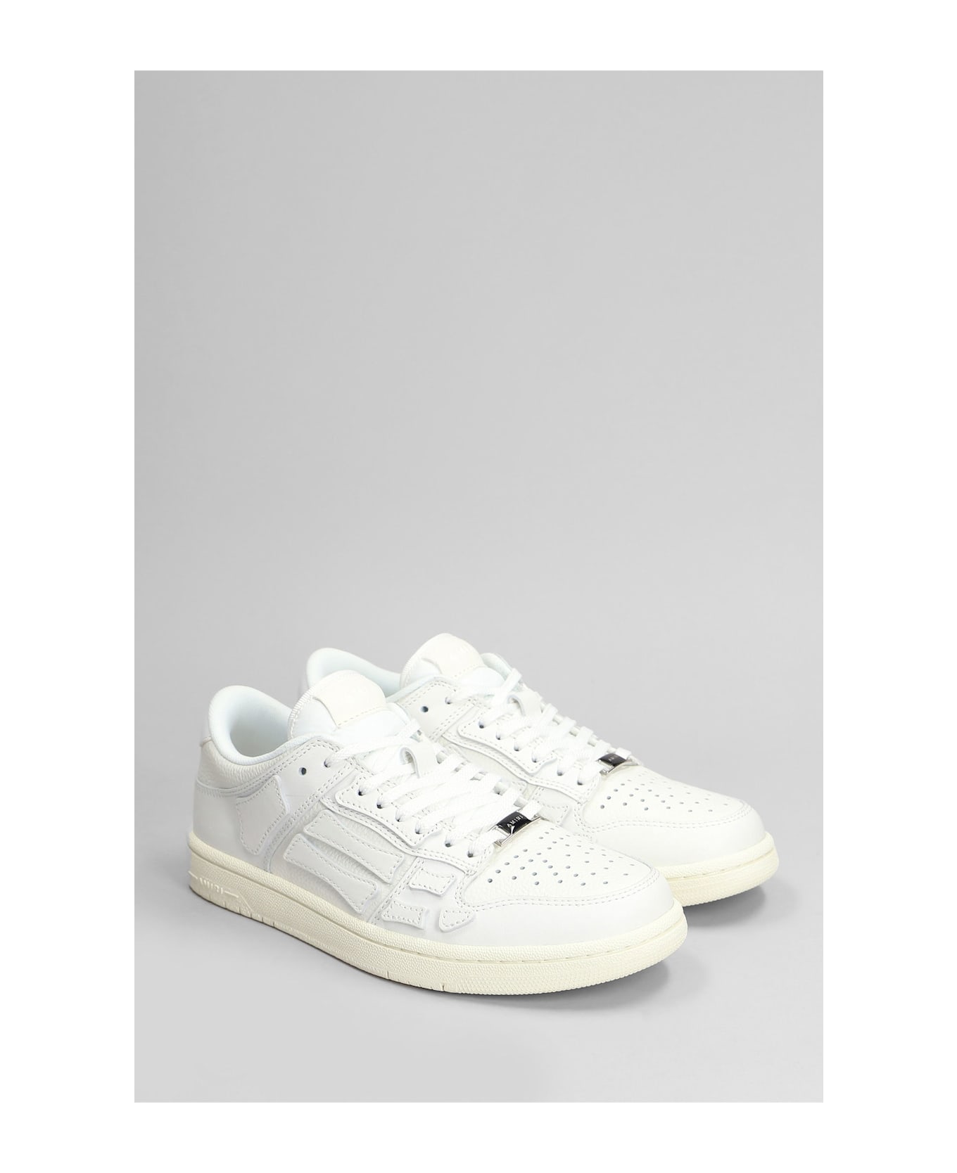 AMIRI Skel Top Low Sneakers In White Leather - white