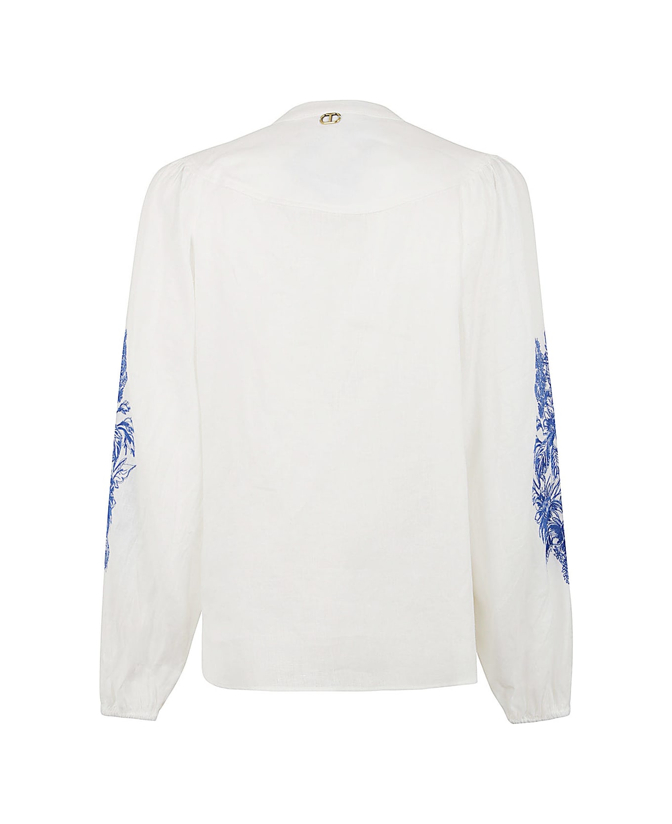 TwinSet Embroidered Long Sleeve Shirt - Blue White