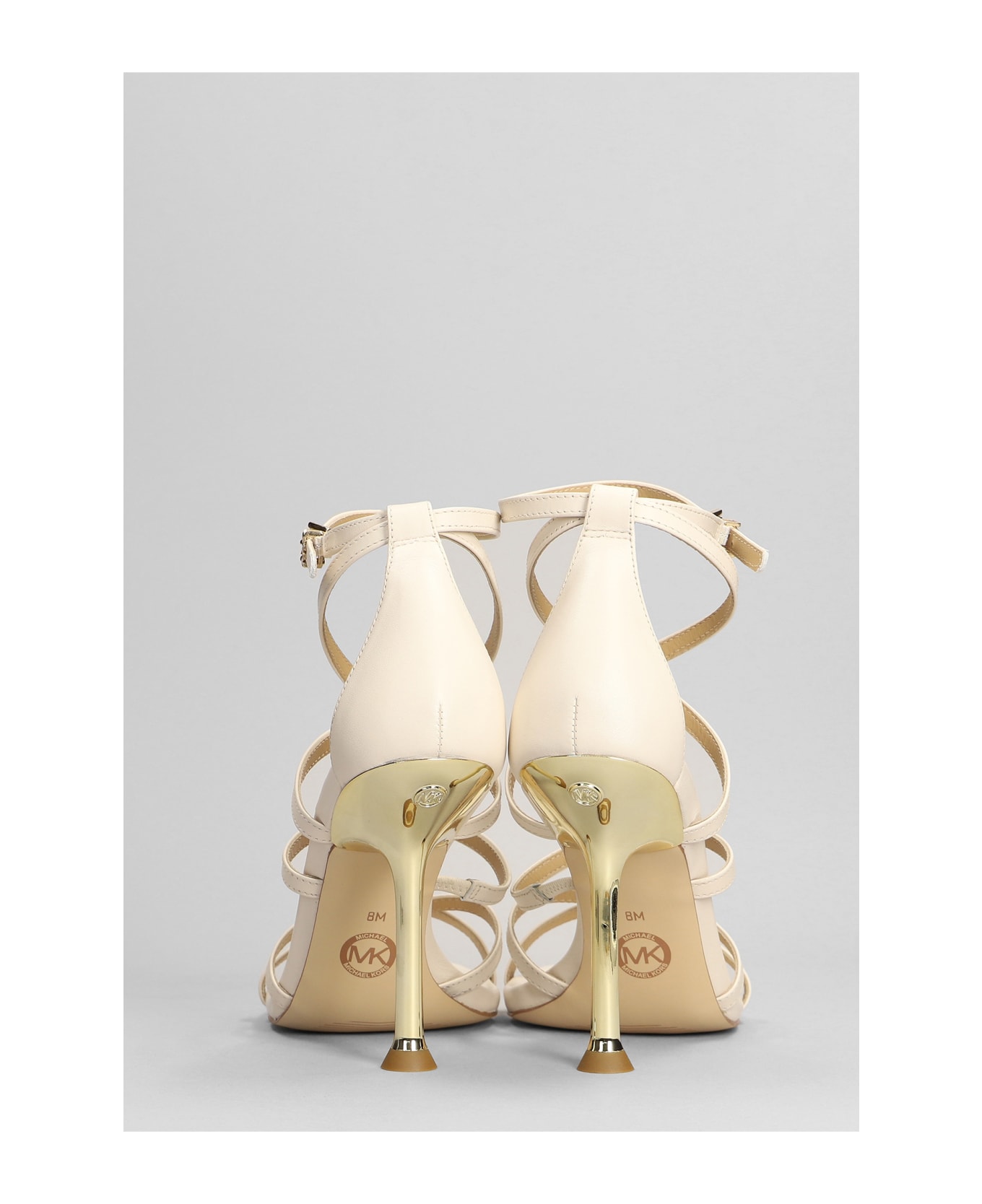 Michael Kors Imany Strap Sandals In Beige Leather - Cream