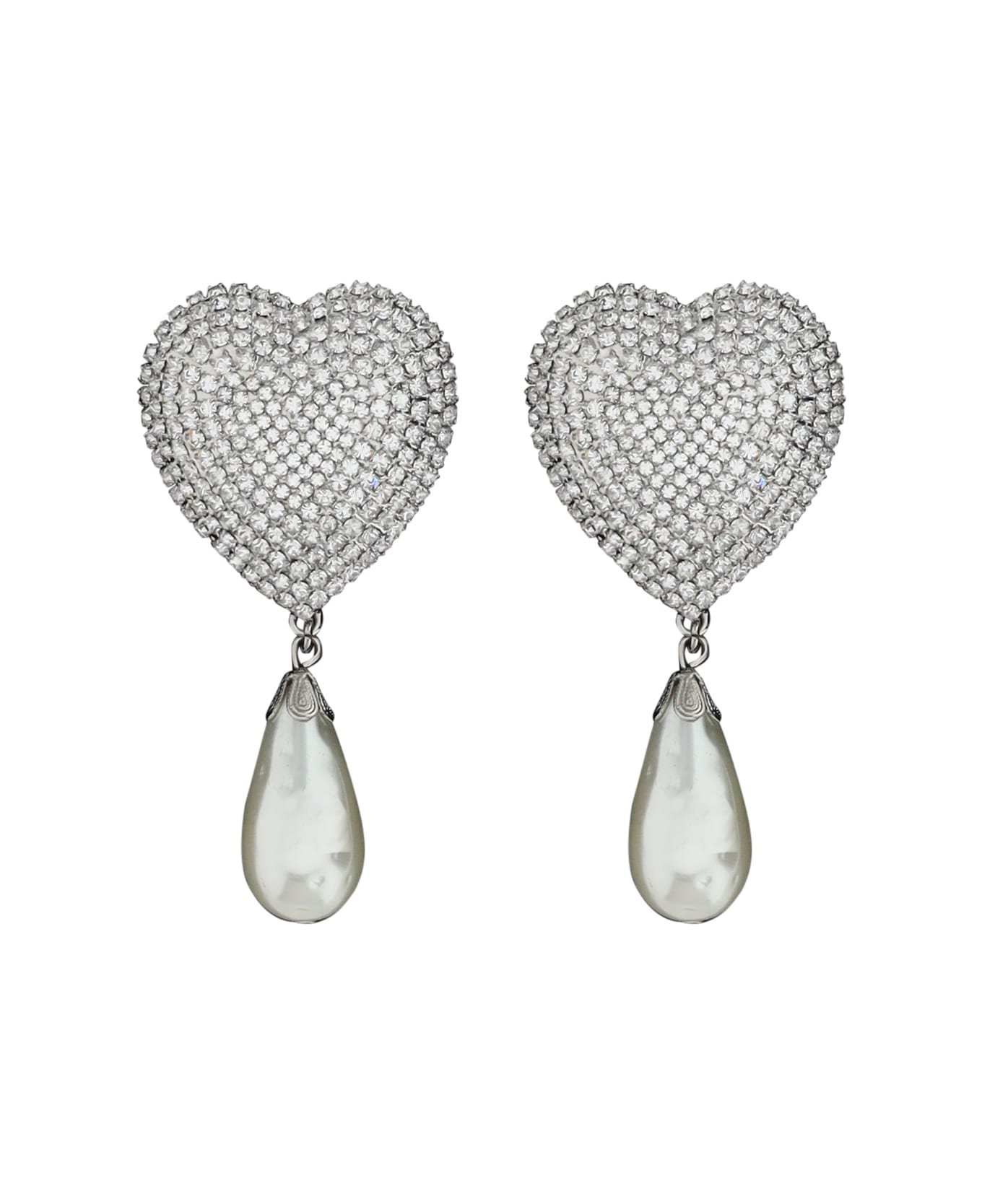 Alessandra Rich Heart Earrings - Cry-silver