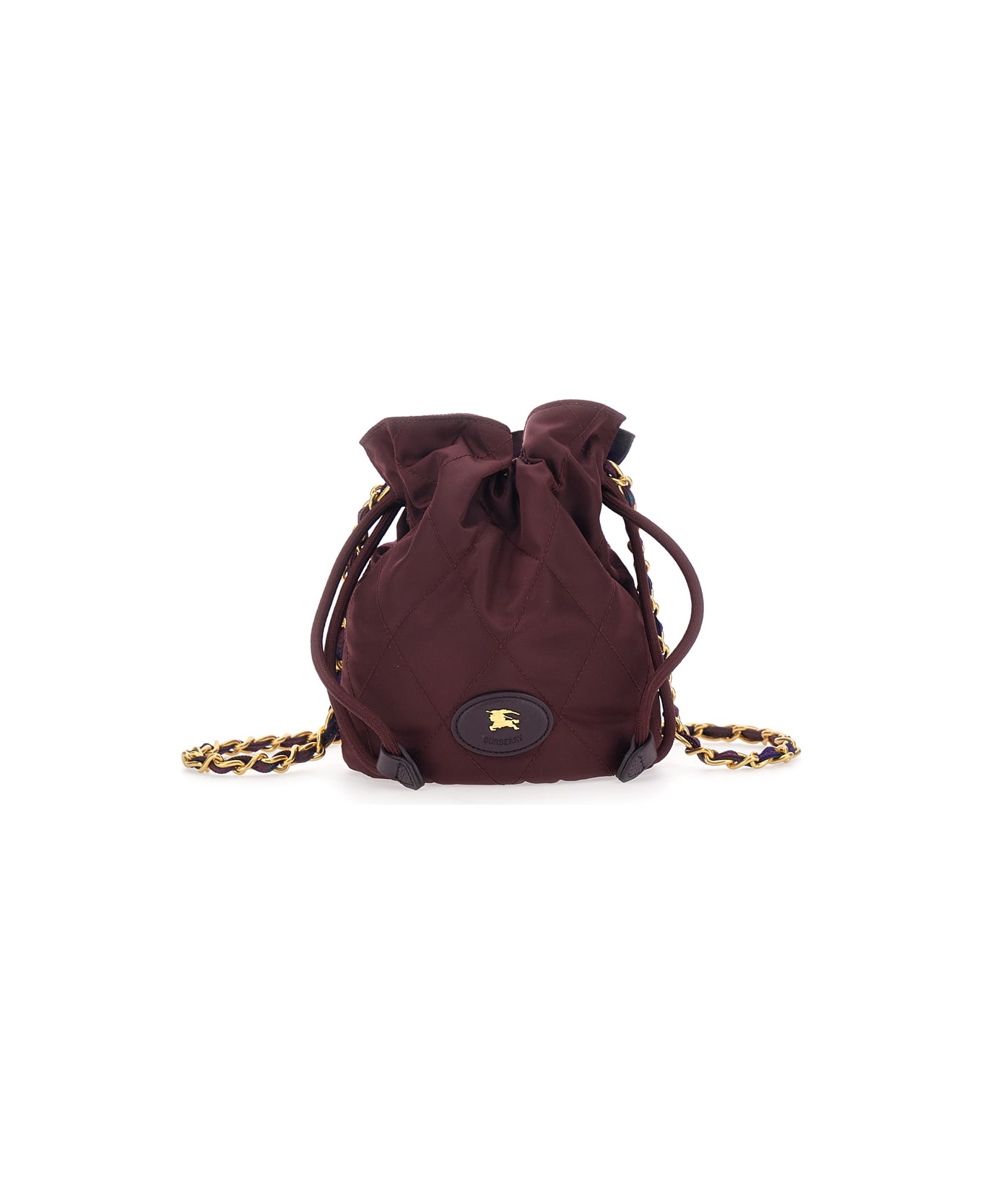 Burberry Bordeaux Handbag With Chain Shoulder Strap And Ekd Patch On The Front In Fabric Woman - Bordeaux