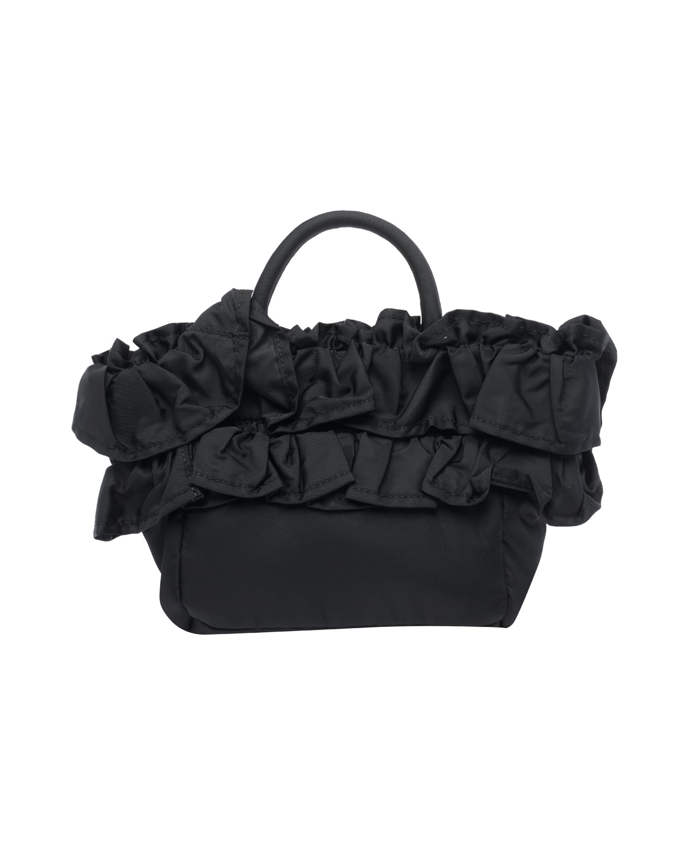 Ganni Mini Ruffle Shopping Bag - Black