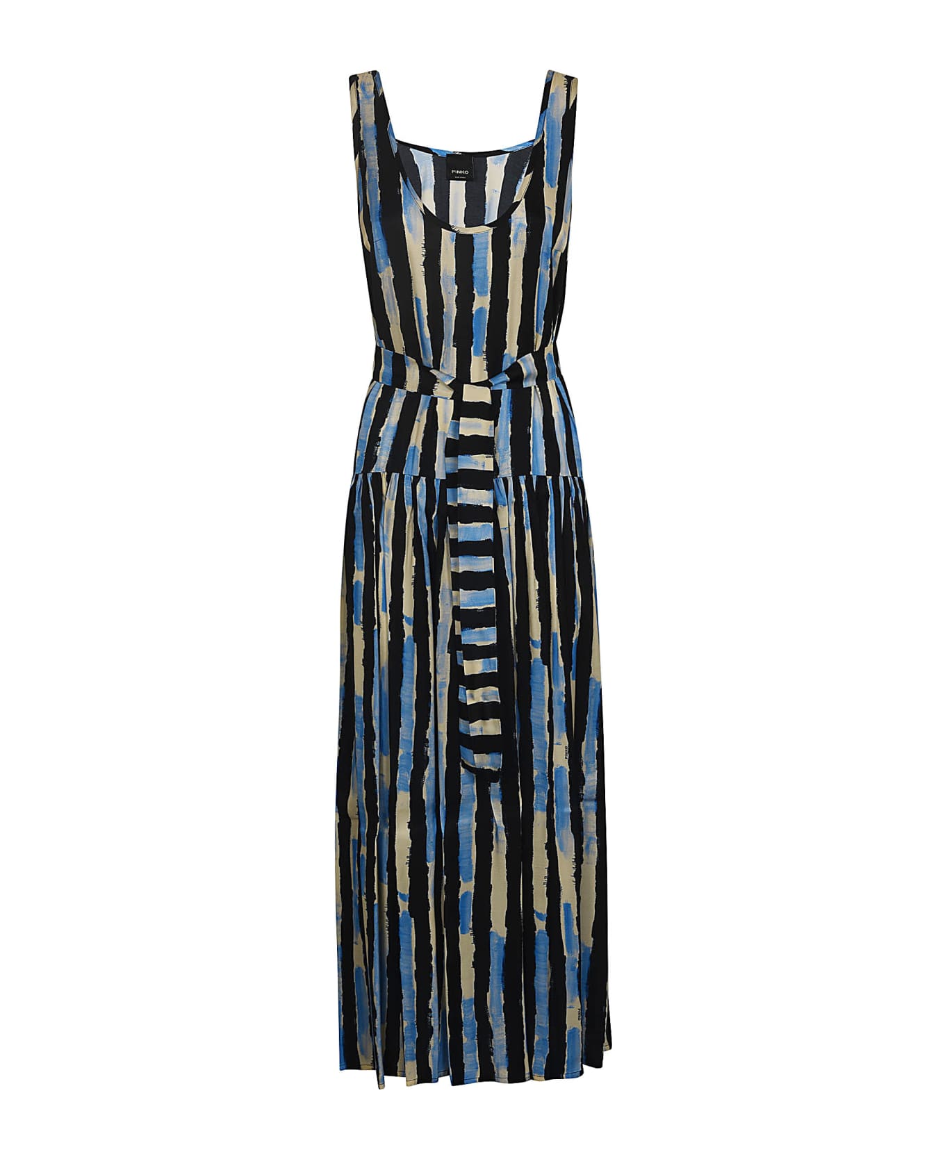 Pinko Stripe Printed Dress - Black/Azure