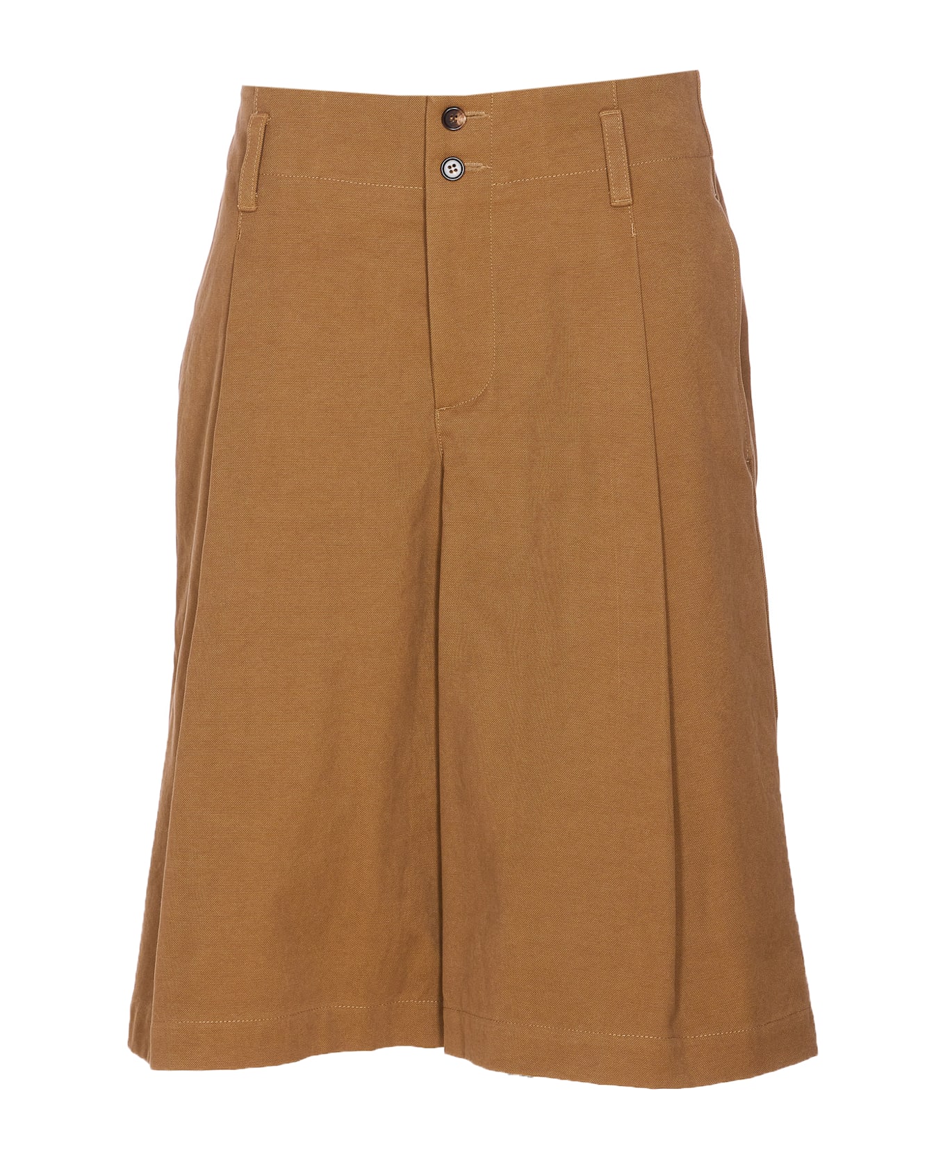Chloé Shorts Bermuda Wide Leg And High Waist In Cotton - Brown