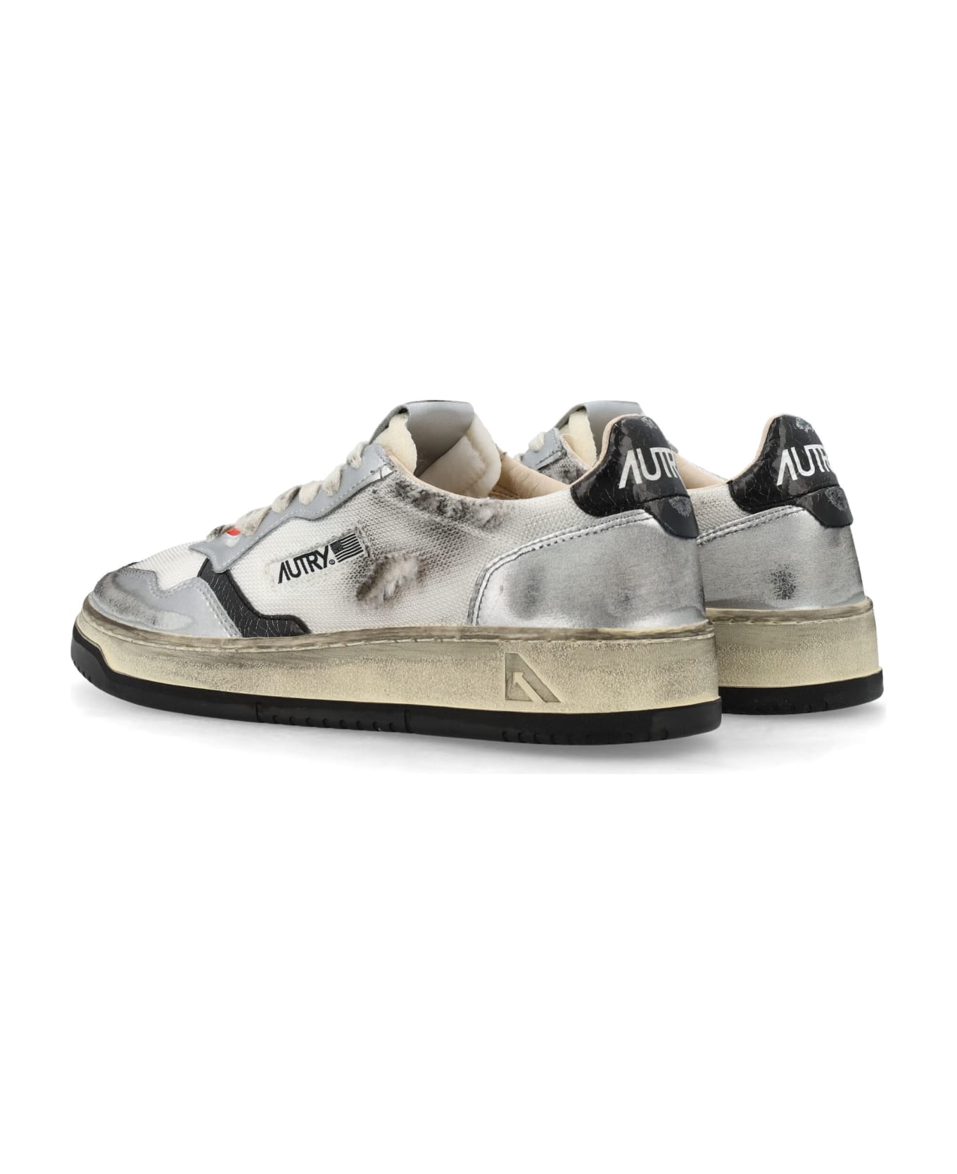 Autry Medalist Super Vintage Low Sneakers - SILVER WHITE スニーカー