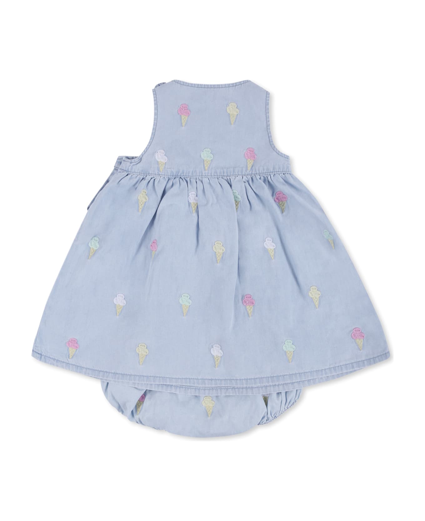 Stella McCartney Kids Light Blue Dress For Baby Girl With Ice Cream - Light Blue