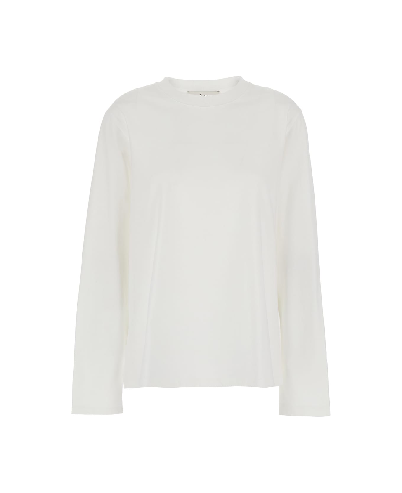 Róhe White Crewneck T-shirt With Long Sleeve In Organic Cotton Woman - White