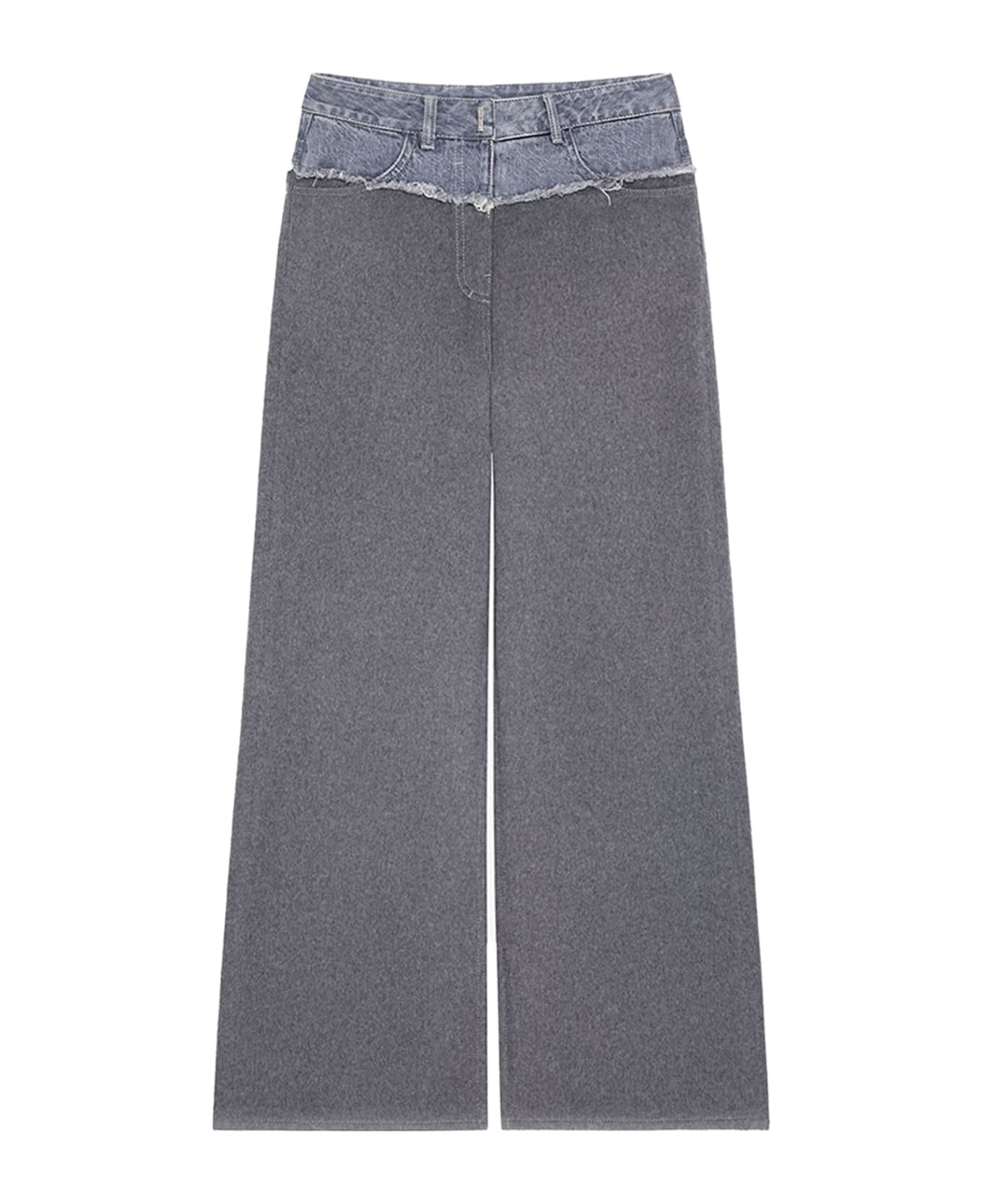 Givenchy Oversized Jeans In Denim And Flannel Blend - GREY