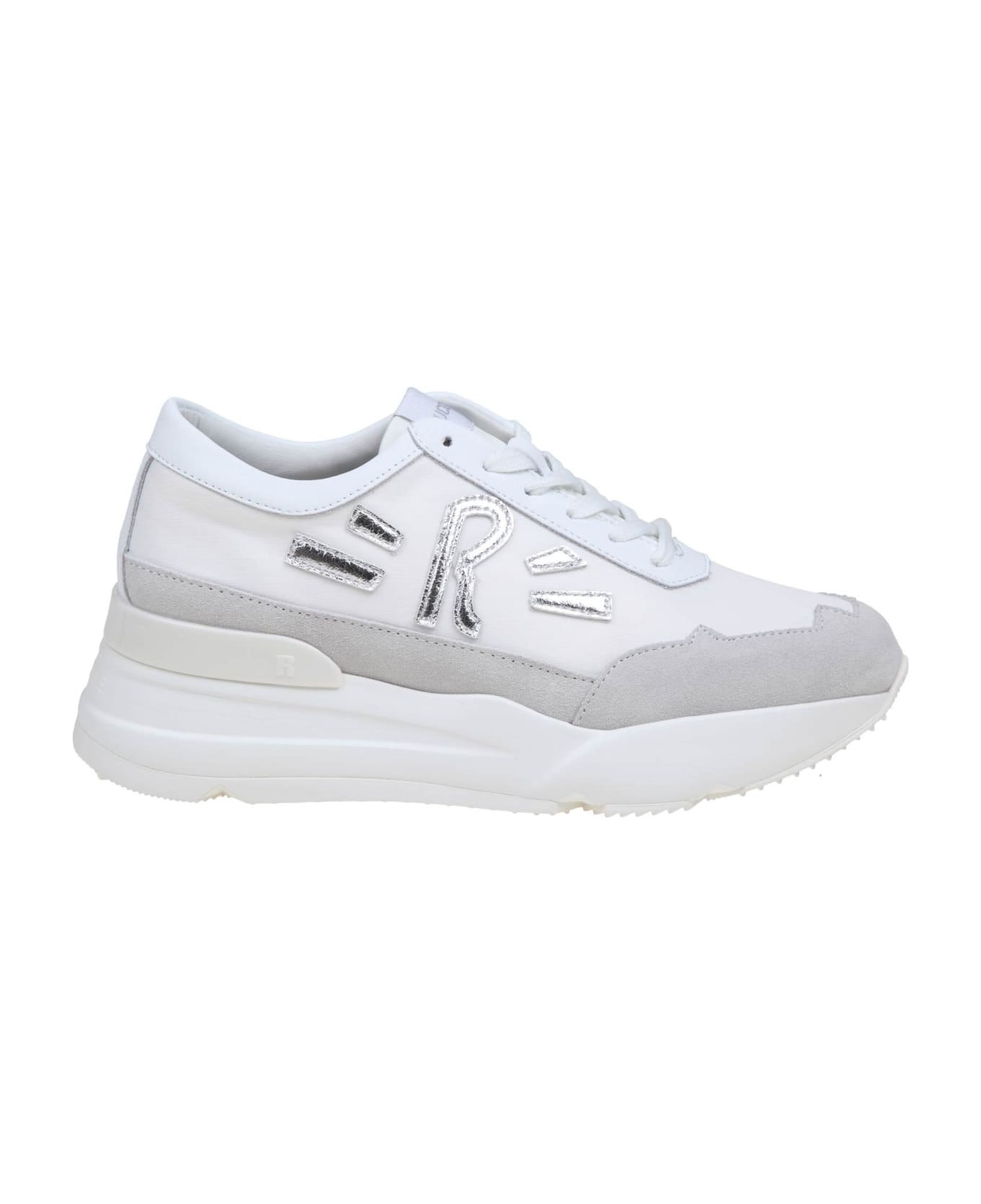 Ruco Line White And Silver Leather Sneakers - WHITE