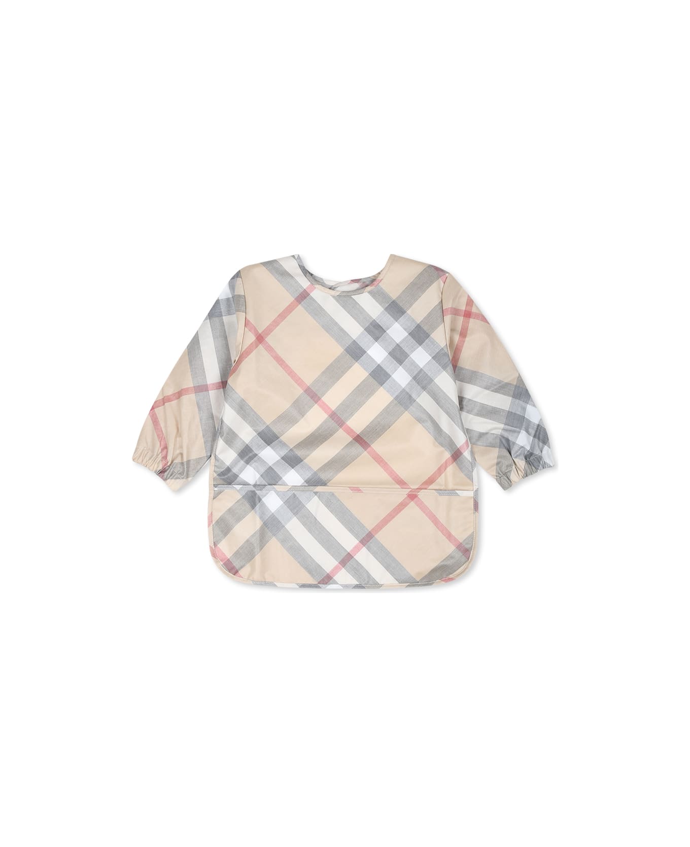 Burberry Beige Bib For Babykids With Vintage Check - Beige