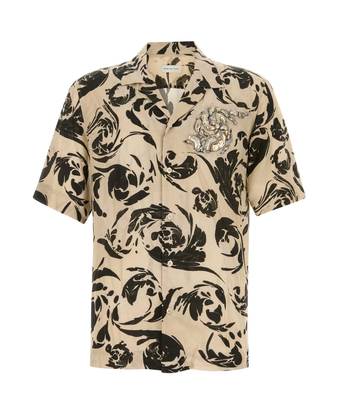 Dries Van Noten Printed Viscose Carltone Shirt - BLACK
