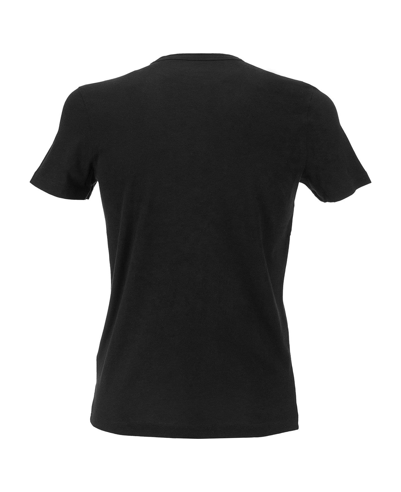 Majestic Filatures Black Crew Neck T-shirt In Silk Touch Cotton - Black シャツ