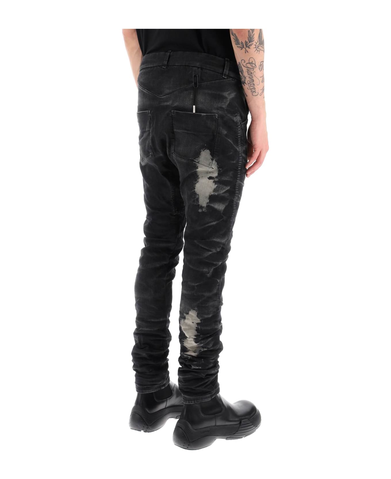 Boris Bidjan Saberi Stone Washed Jeans With Used Effect - BLACK DENIM (Black) デニム