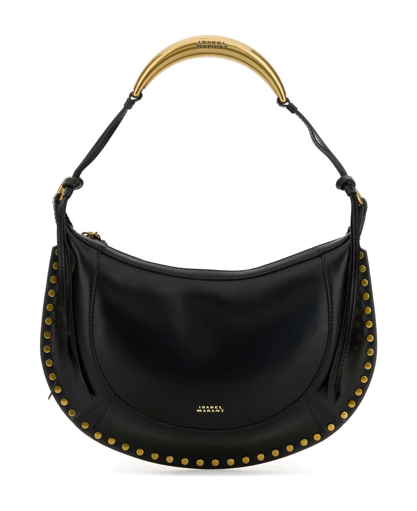 Isabel Marant Black Leather Naoko Shoulder Bag - BLACK/GOLD