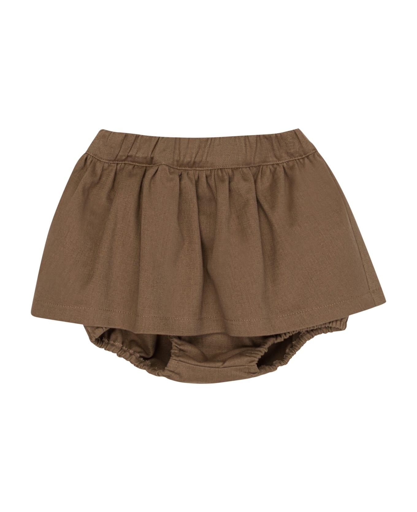 Douuod Mini Skirt With Elasticated Waist - Brown