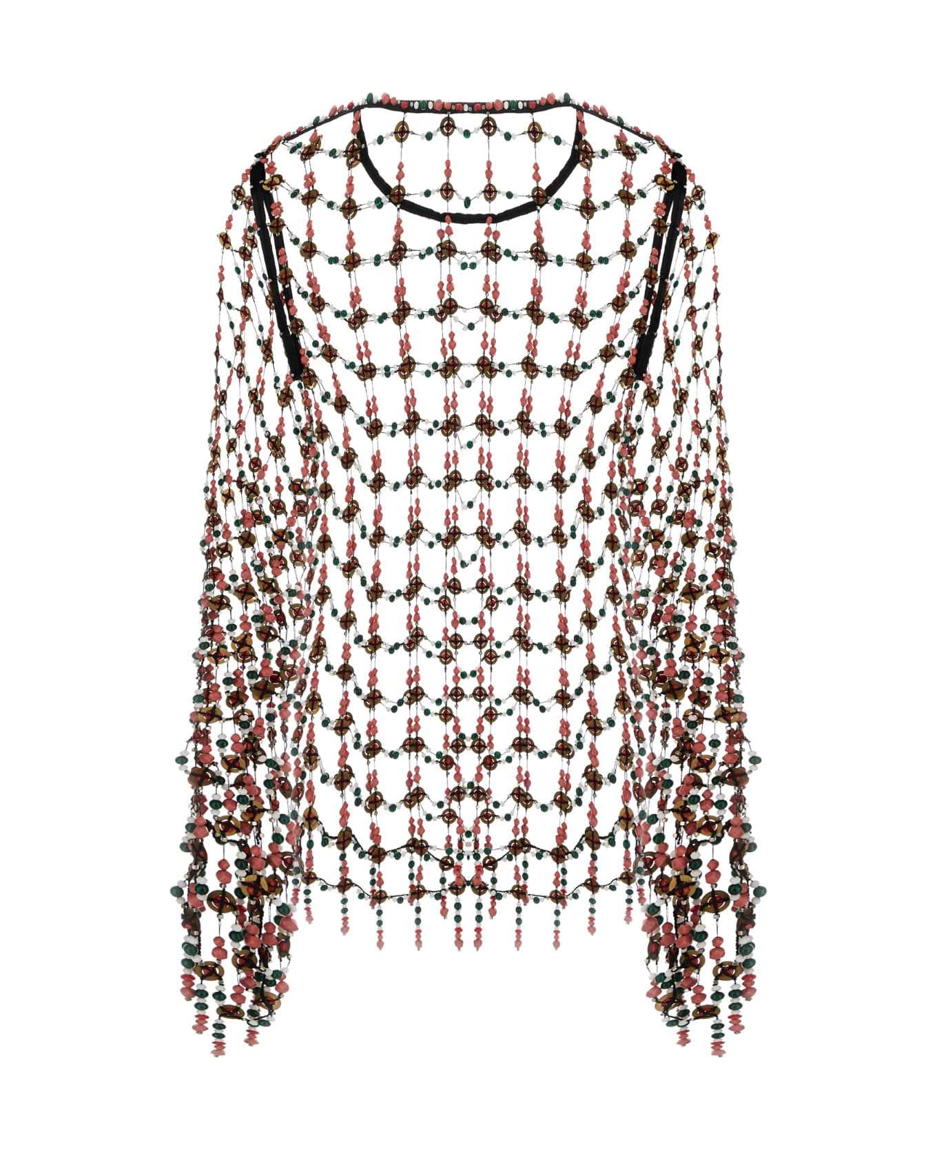Dries Van Noten Multicolor Mesh Connu Top - PINK