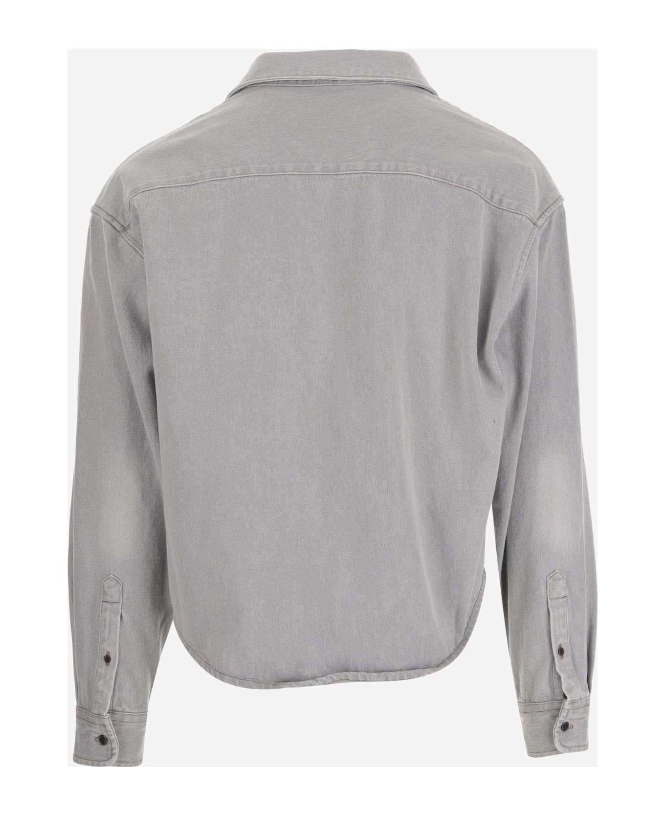 Ami Alexandre Mattiussi Cotton Denim Shirt With Logo - Grey