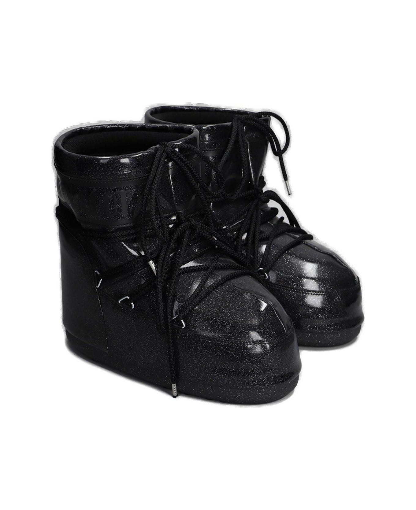Moon Boot Icon Low Glitter Lace-up Boots - Nero