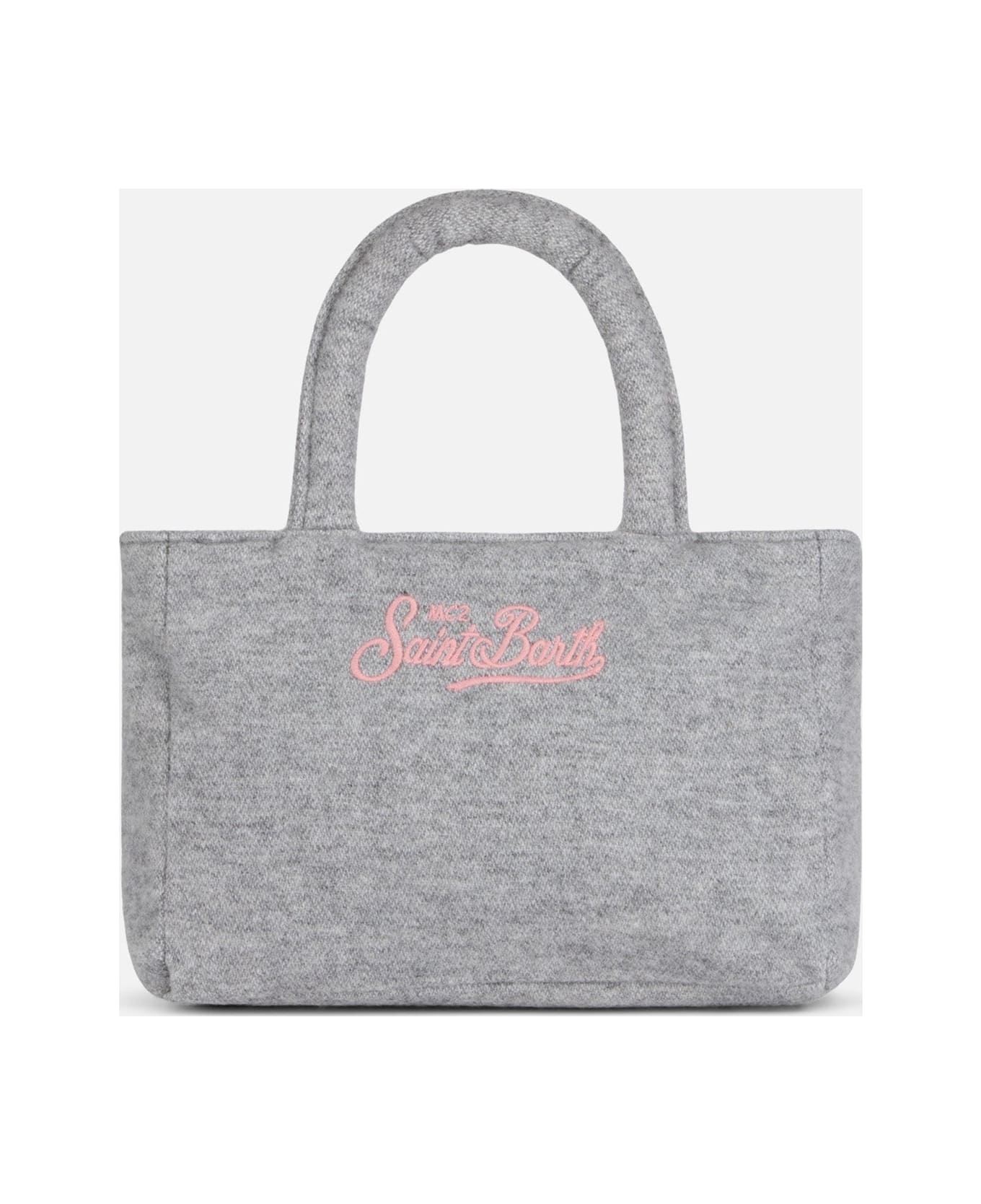 MC2 Saint Barth Soft Wooly Clarine Handbag With Jacquard Maxi Logo - GREY