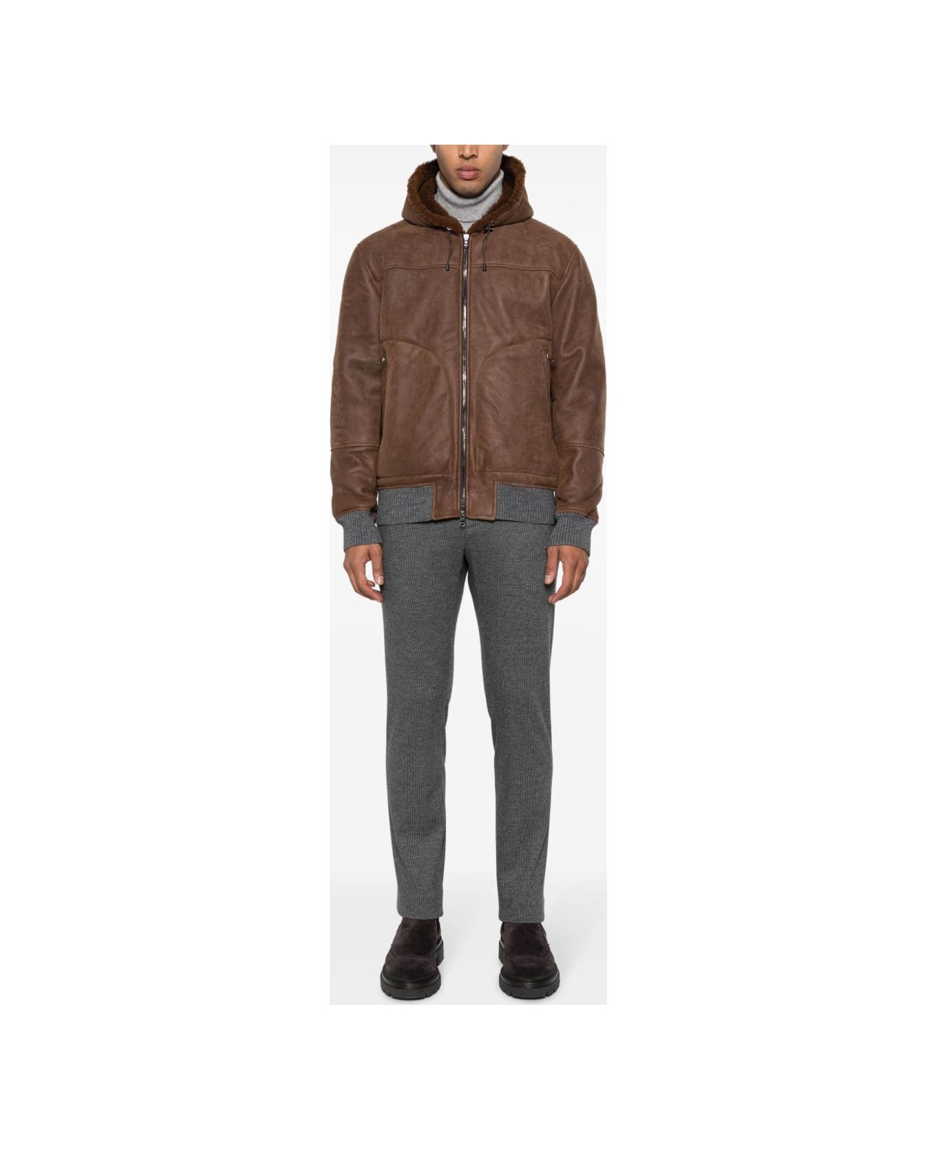 Barba Napoli Barba Hooded Bomber Jacket - Brown
