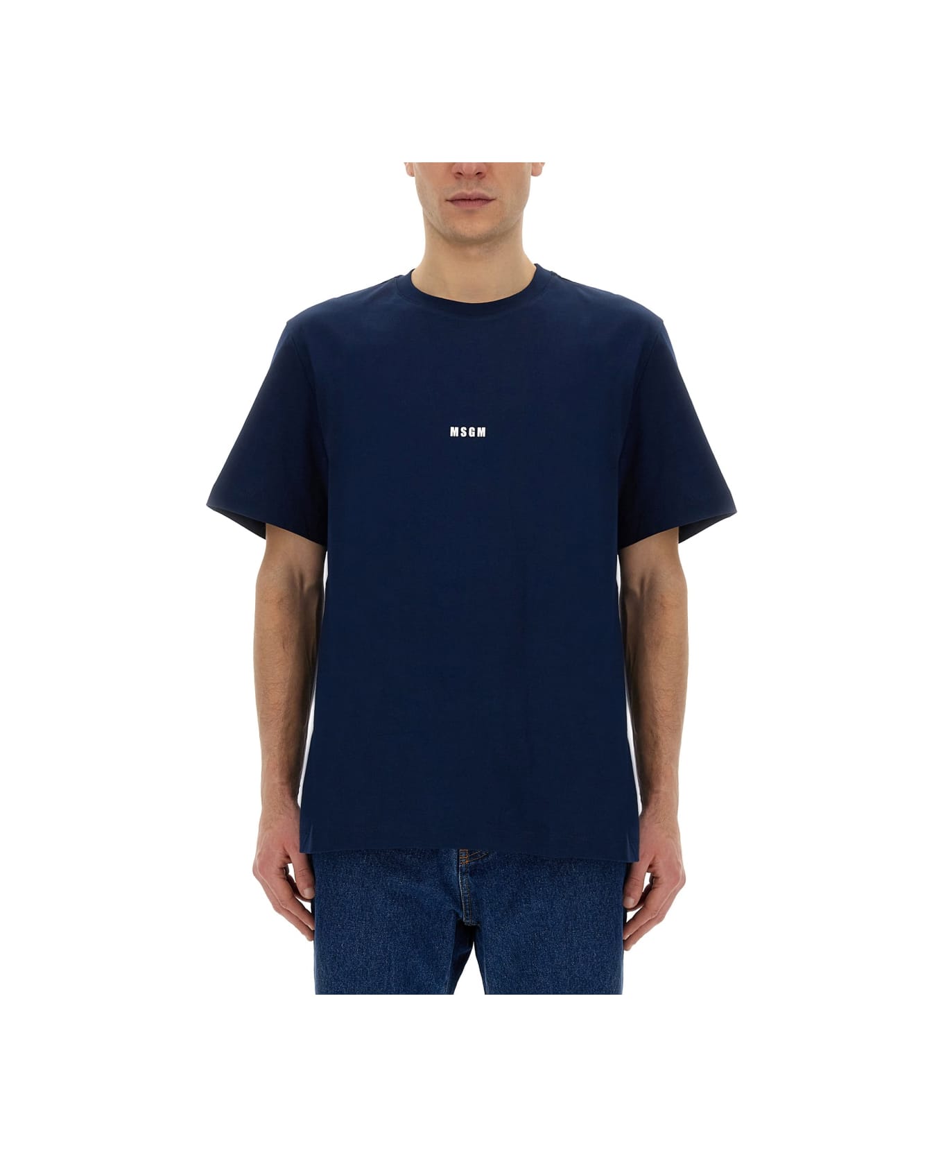 MSGM T-shirt With Logo - Blu Navy シャツ