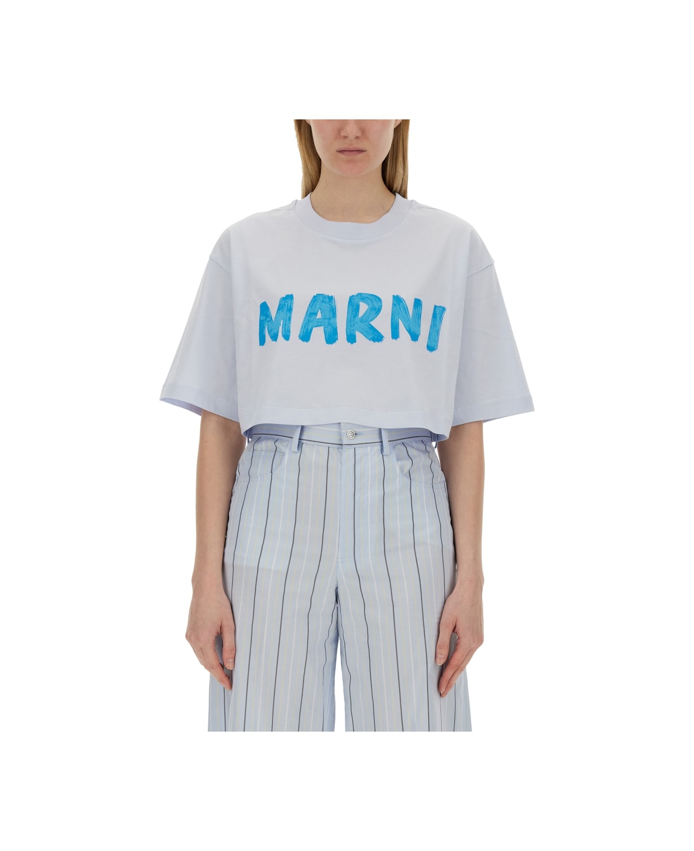 Marni Logo Print T-shirt - BABY BLUE
