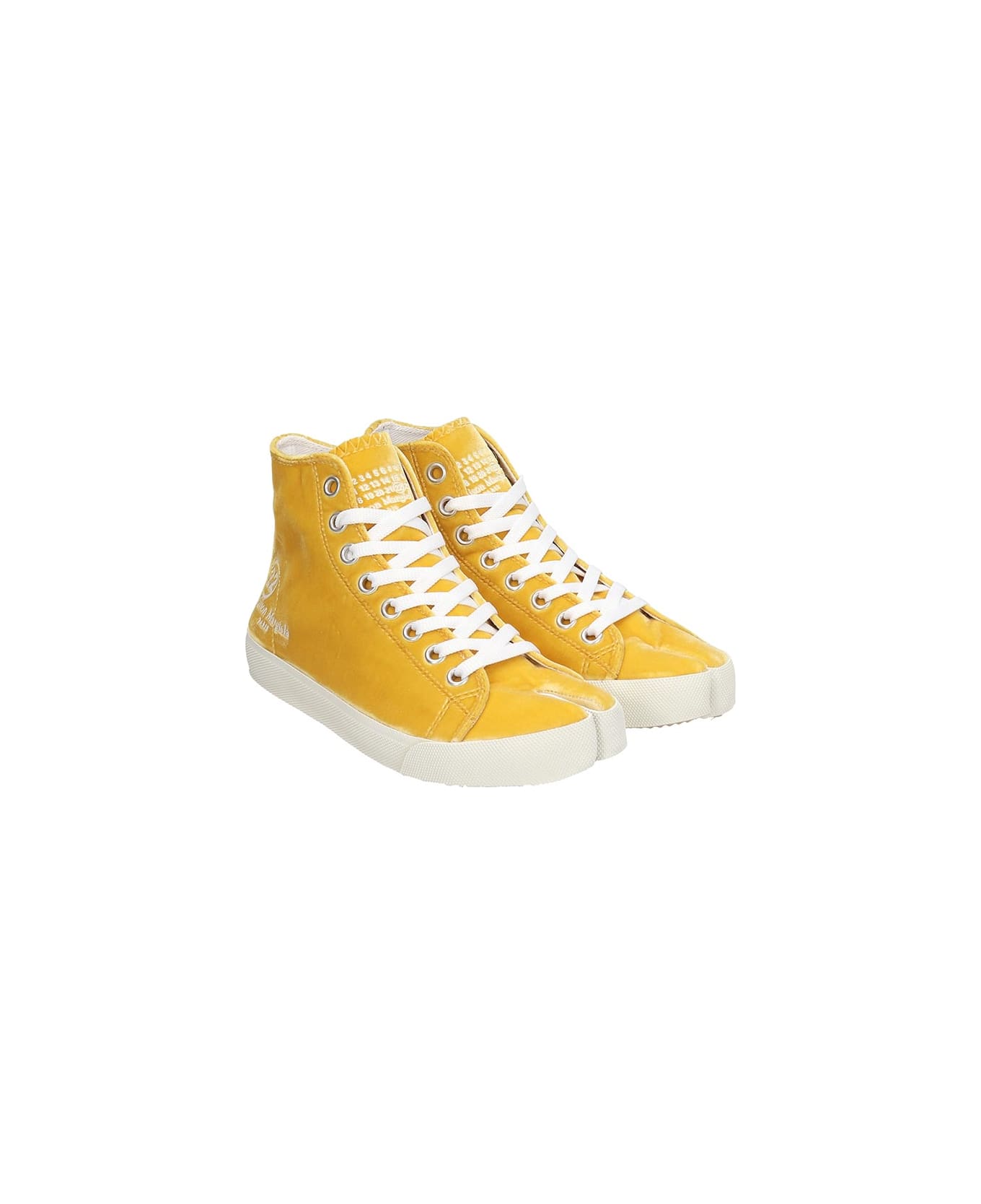 Maison Margiela Sneakers In Yellow Velvet - yellow
