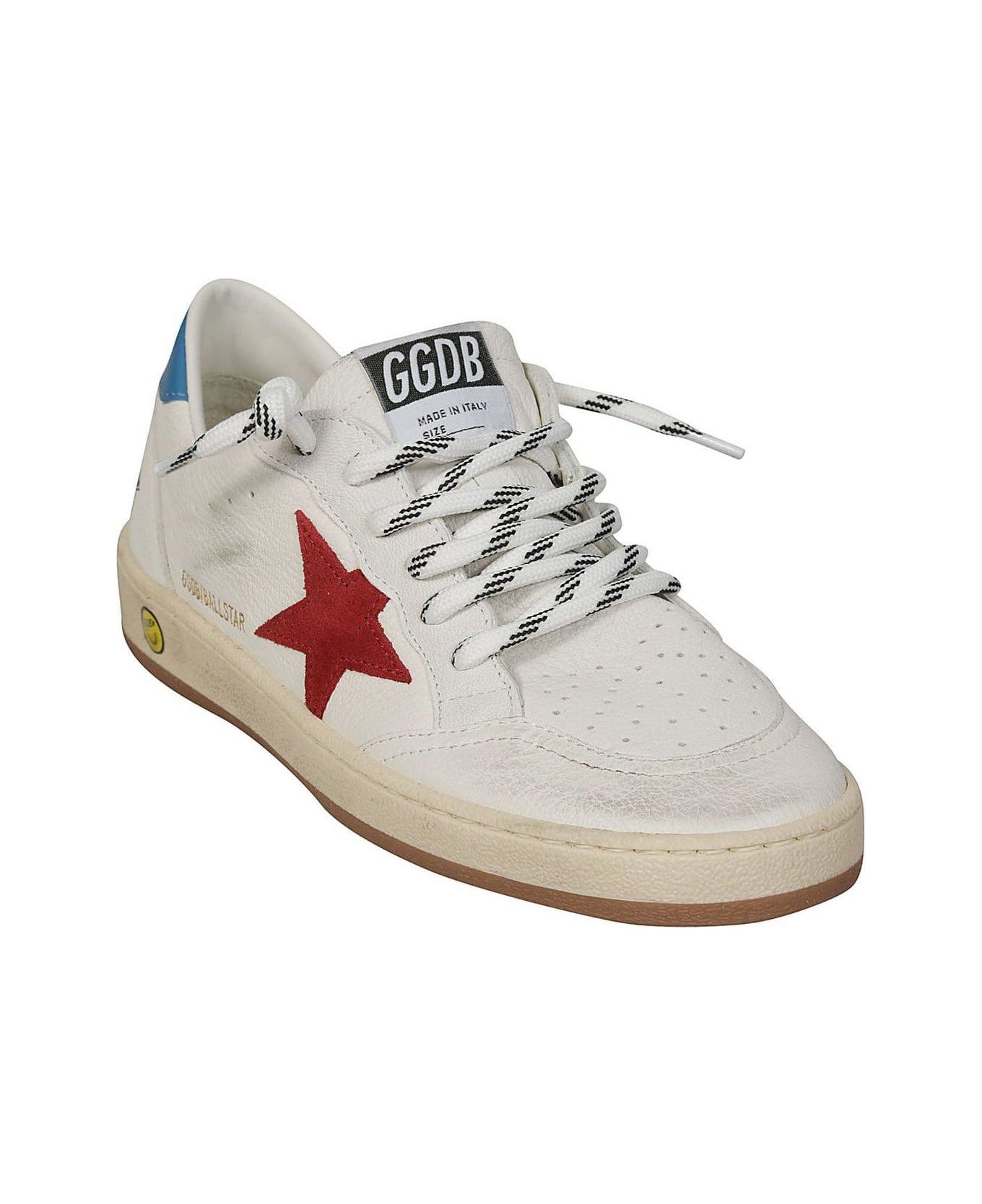 Golden Goose Ball Star-patch Lace-up Sneakers - White/Red/Blue