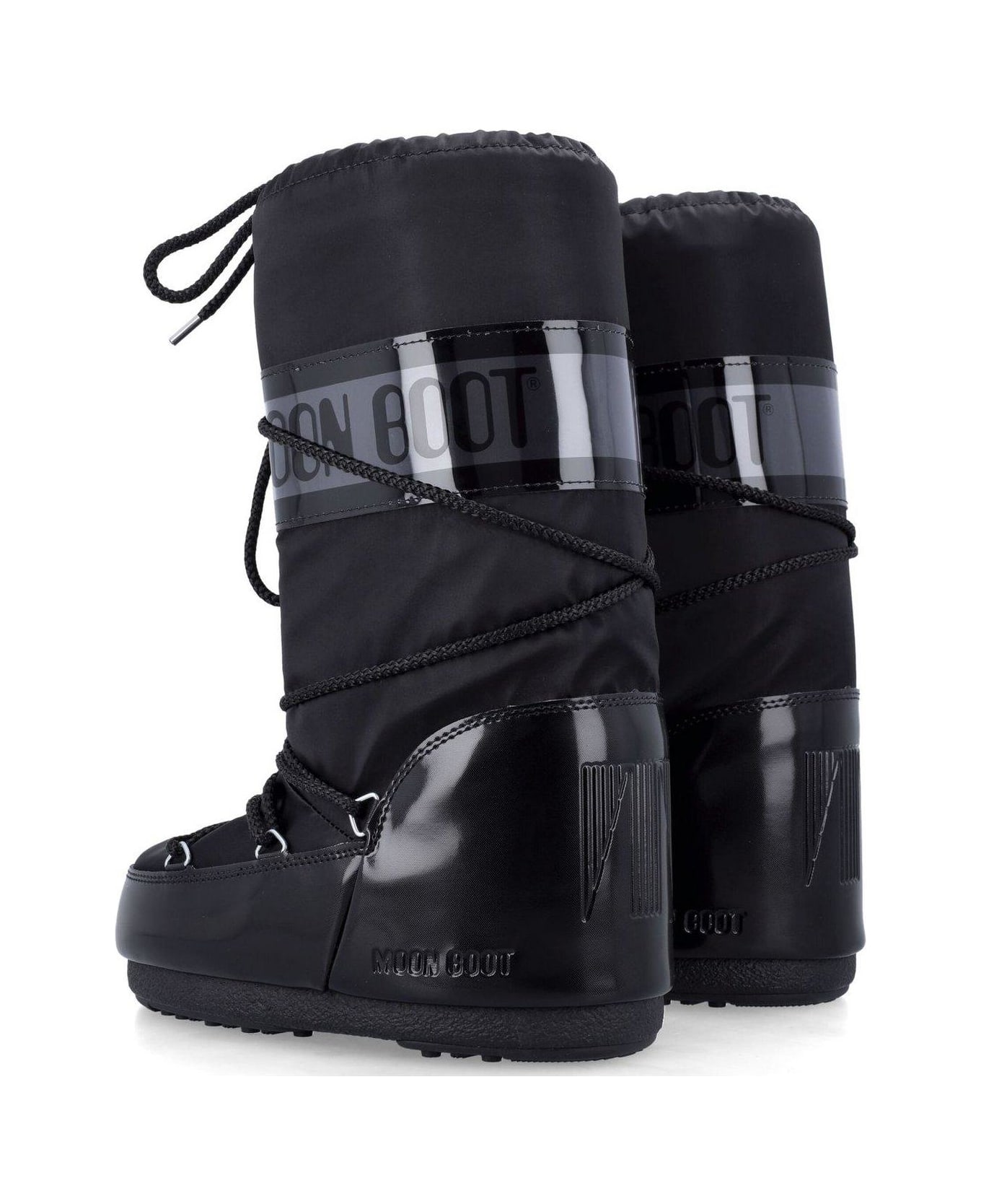 Moon Boot Icon Glance Satin Lace-up Snow Boots - Black