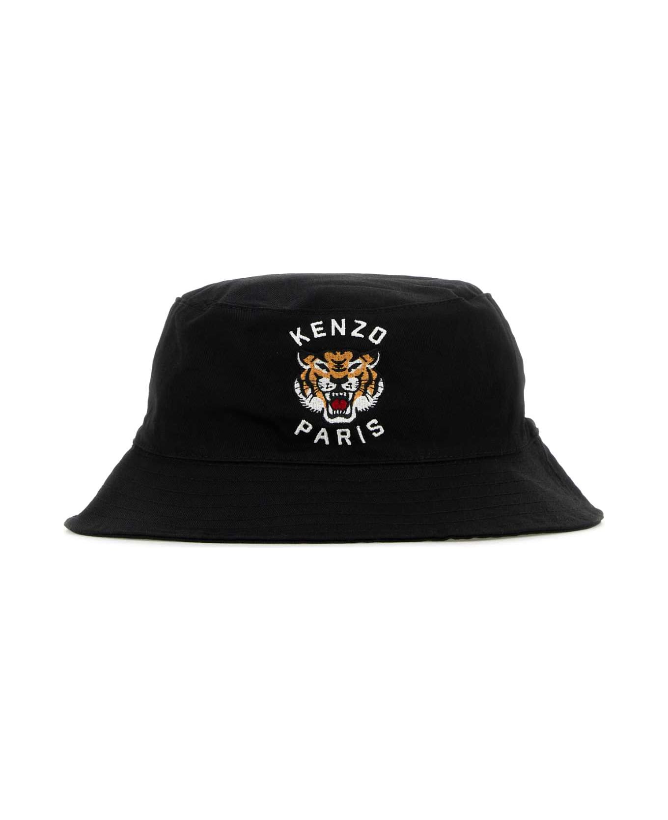 Kenzo Black Cotton Bucket Hat - BLACK