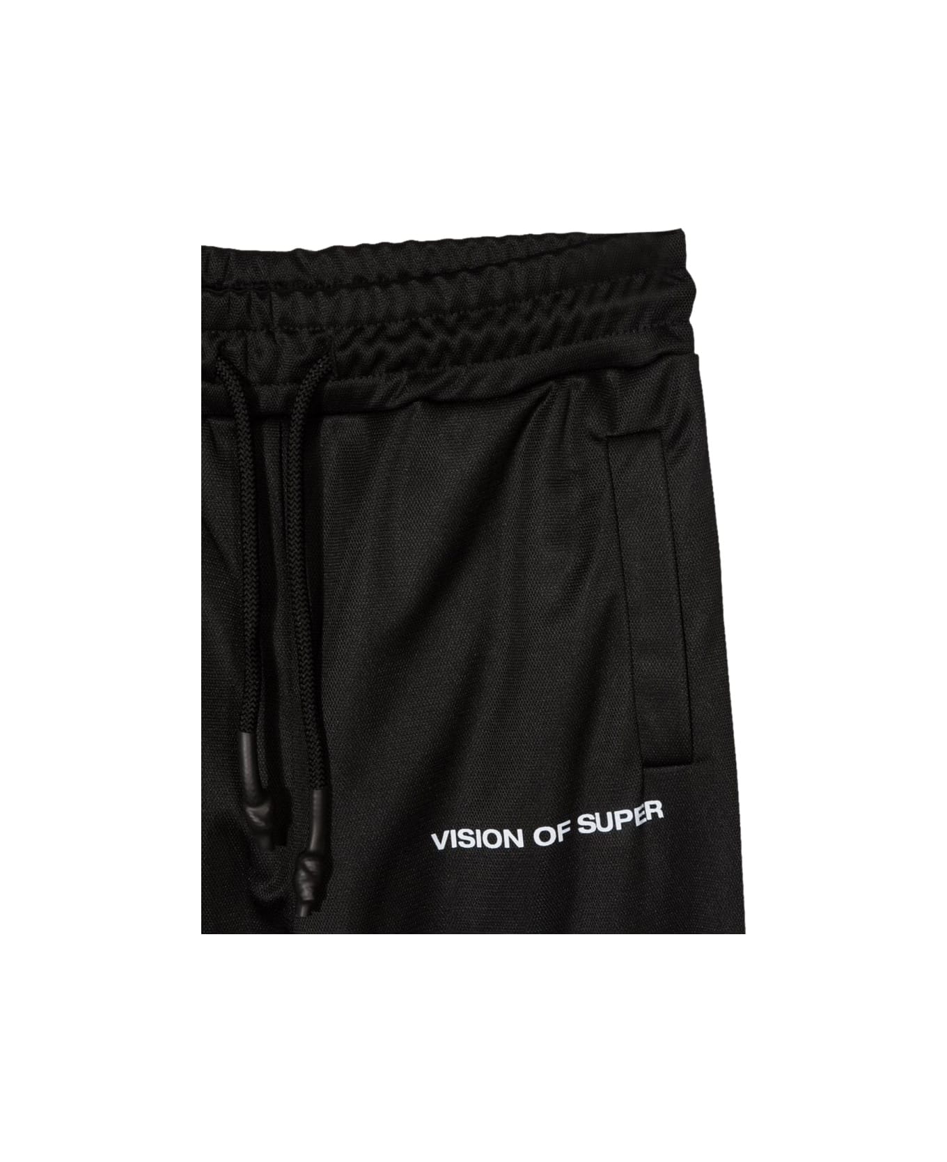 Vision of Super Black Pants With Red Embroidered Flames - BLACK