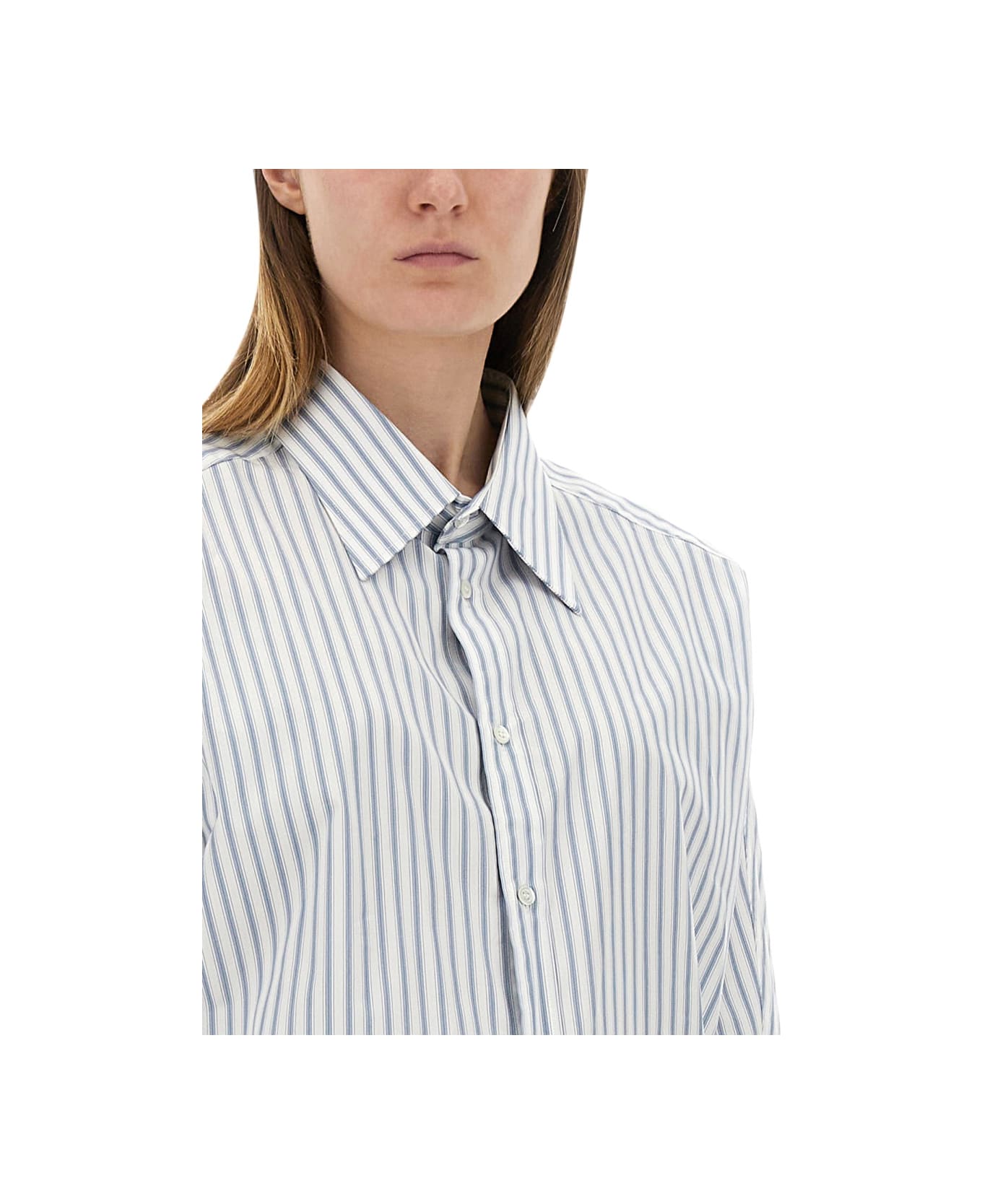 Maison Margiela Striped Cotton Shirt - BABY BLUE