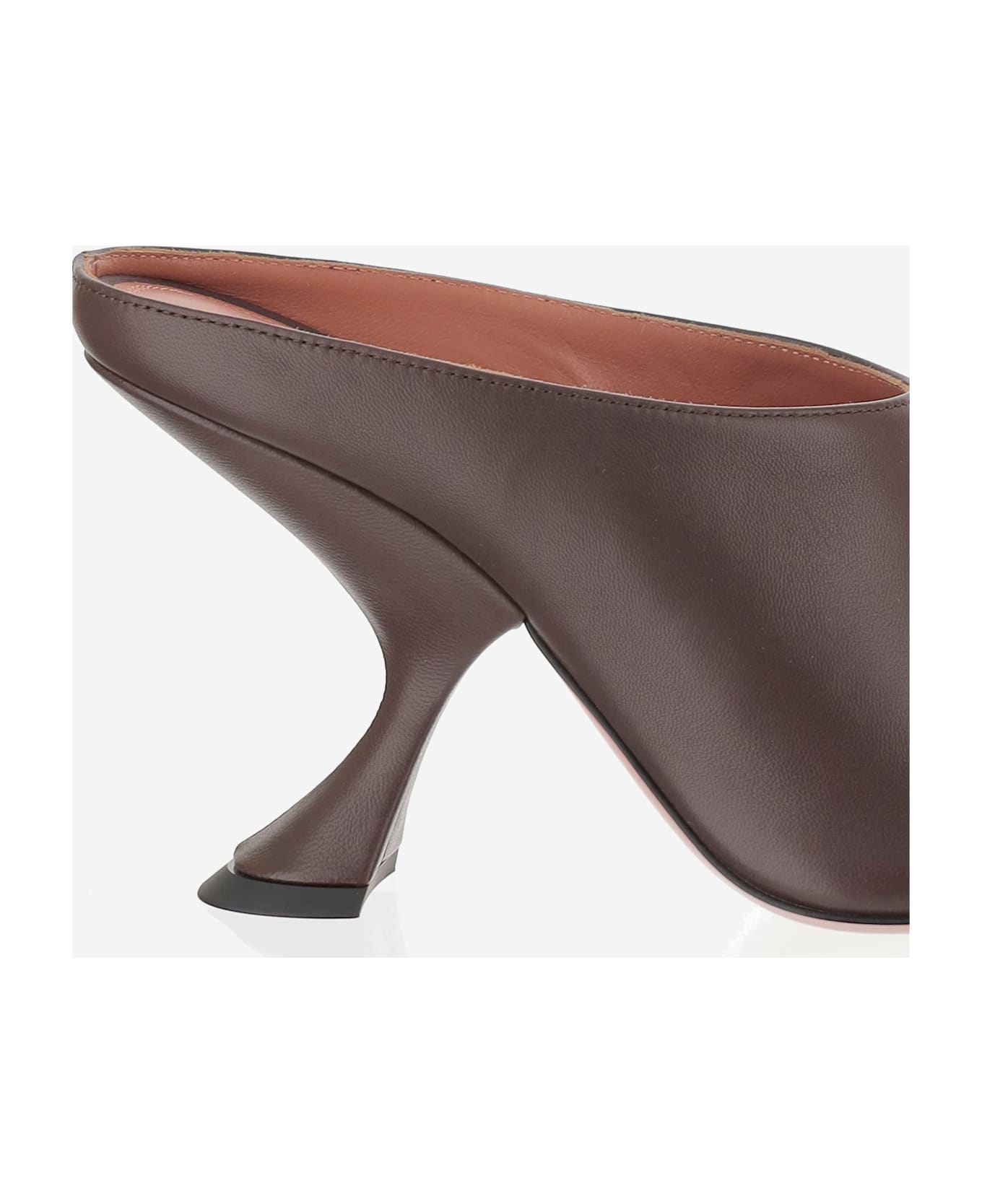 Amina Muaddi Sandals Uma In Leather - Marrone scuro