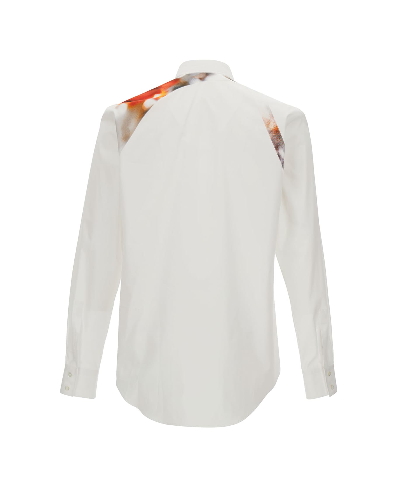 Alexander McQueen White Shirt With Printed Harness In Cotton Man - Optical white