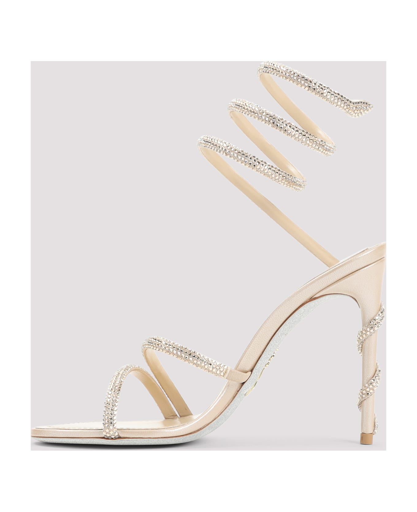 René Caovilla Rene Caovilla Cleo Crystal Sandals - Beige Satin