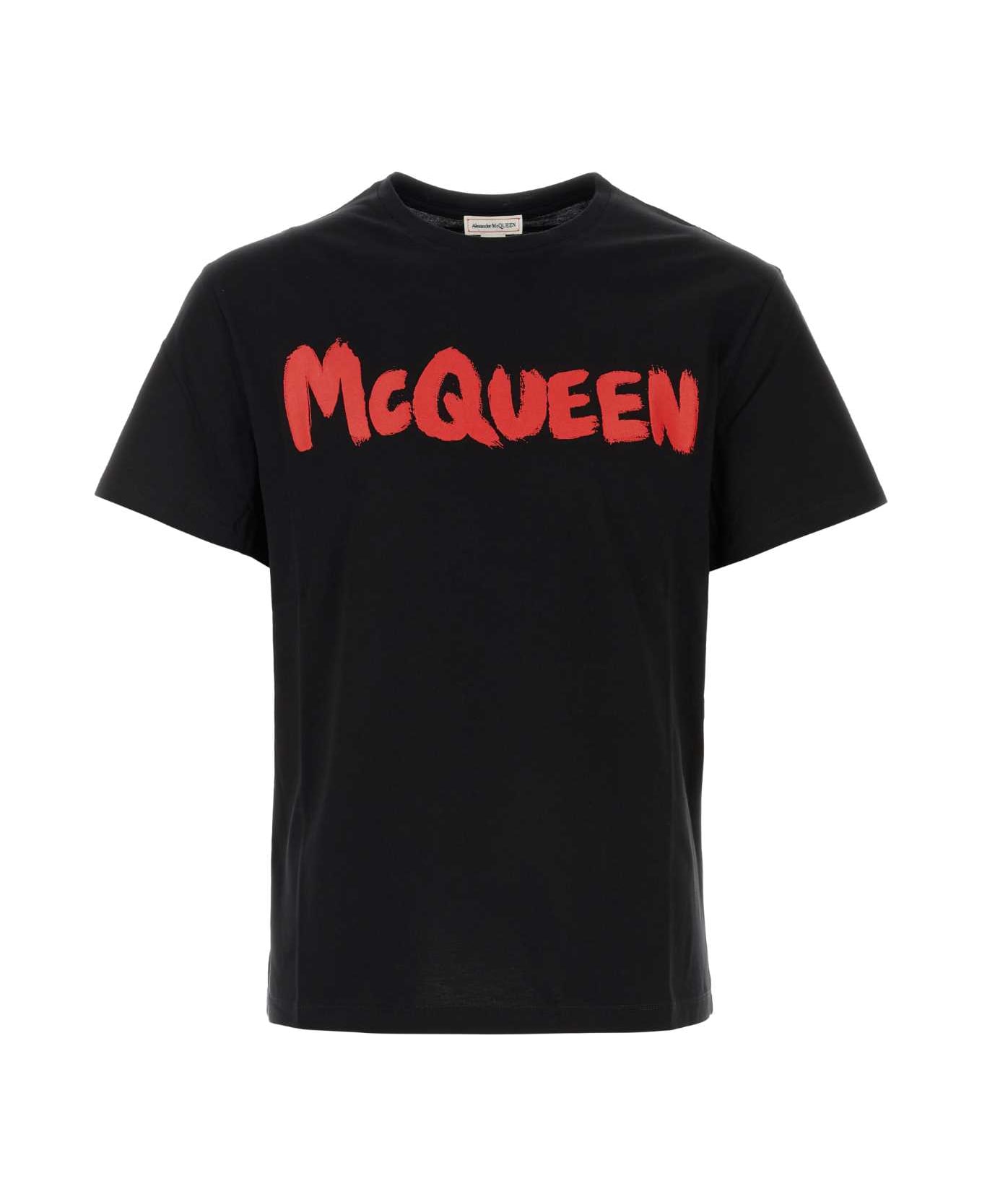 Alexander McQueen Black Cotton T-shirt - BLACKRED シャツ
