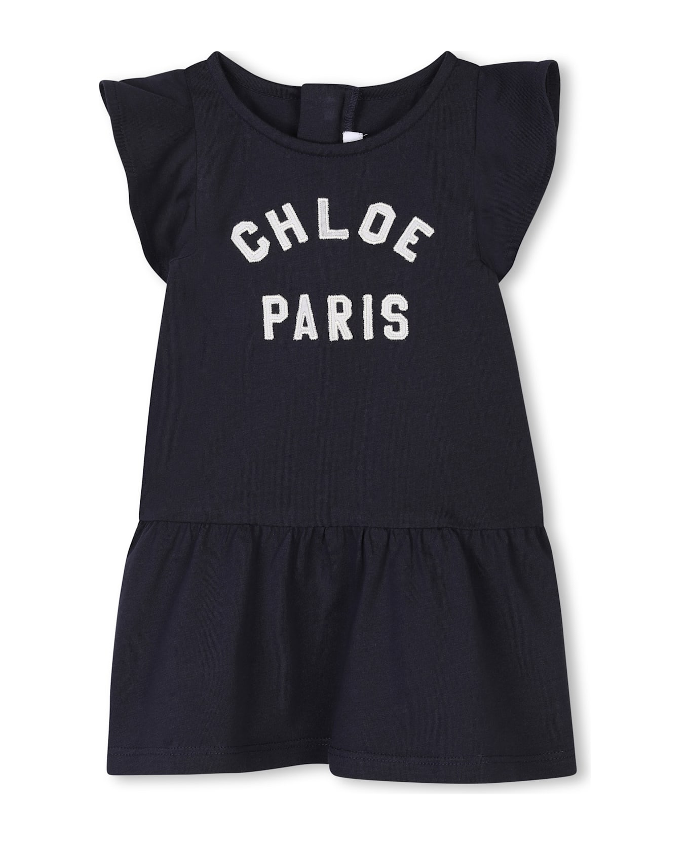 Chloé Abito Con Ricamo Logo - Blue