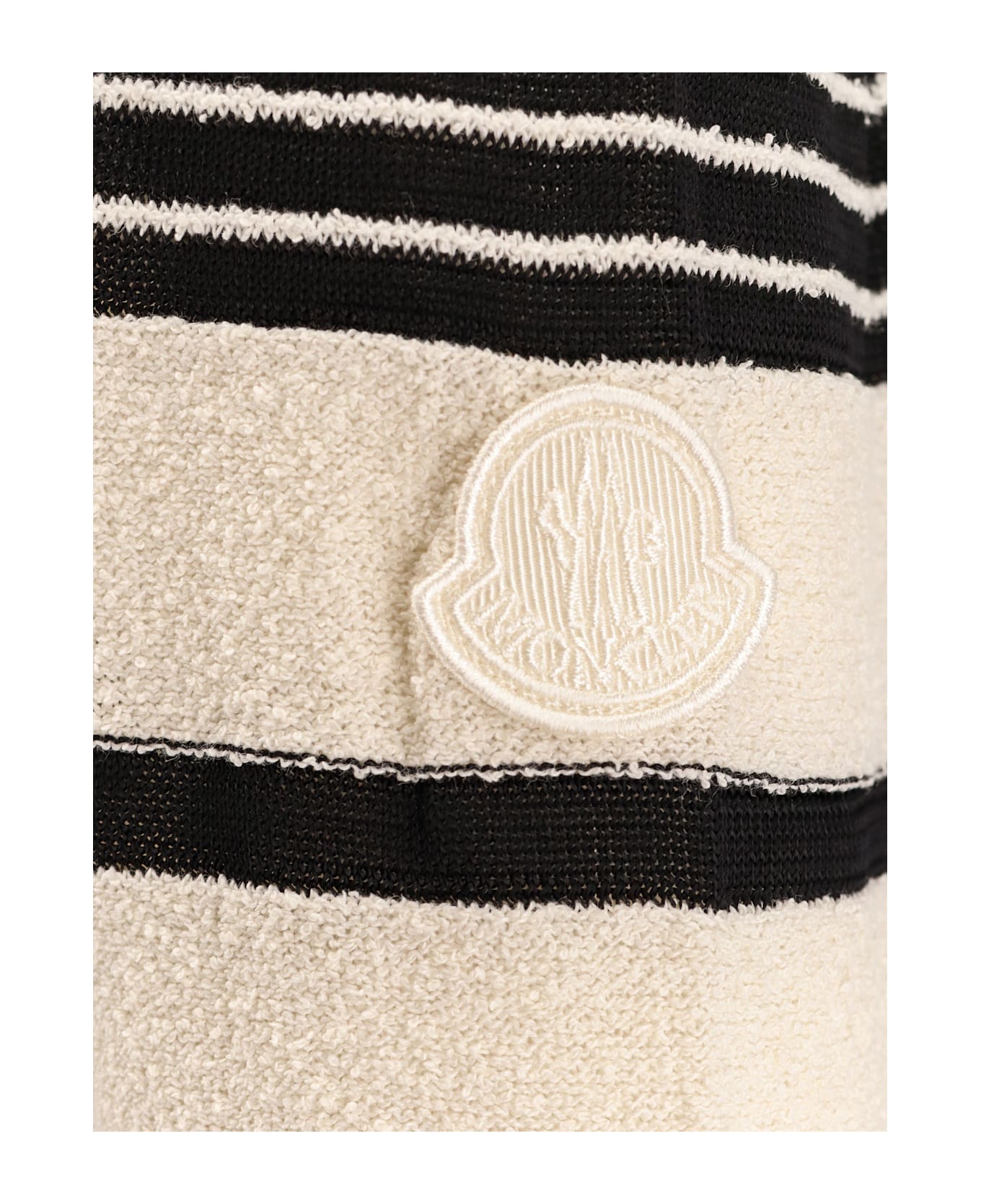 Moncler Striped Cotton Blend Dress - White