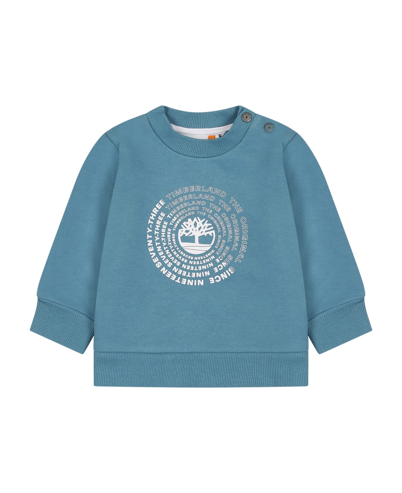 Timberland Light-blue Sweatshirt For Baby Boy With Printed Logo - Light Blue