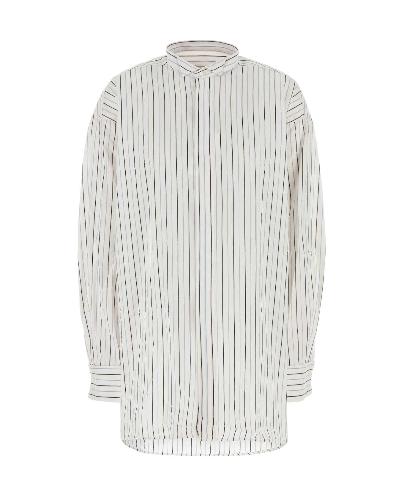 Ami Alexandre Mattiussi Embroidered Poplin Oversize Shirt - OFFWHITEBLUENOTENAVY