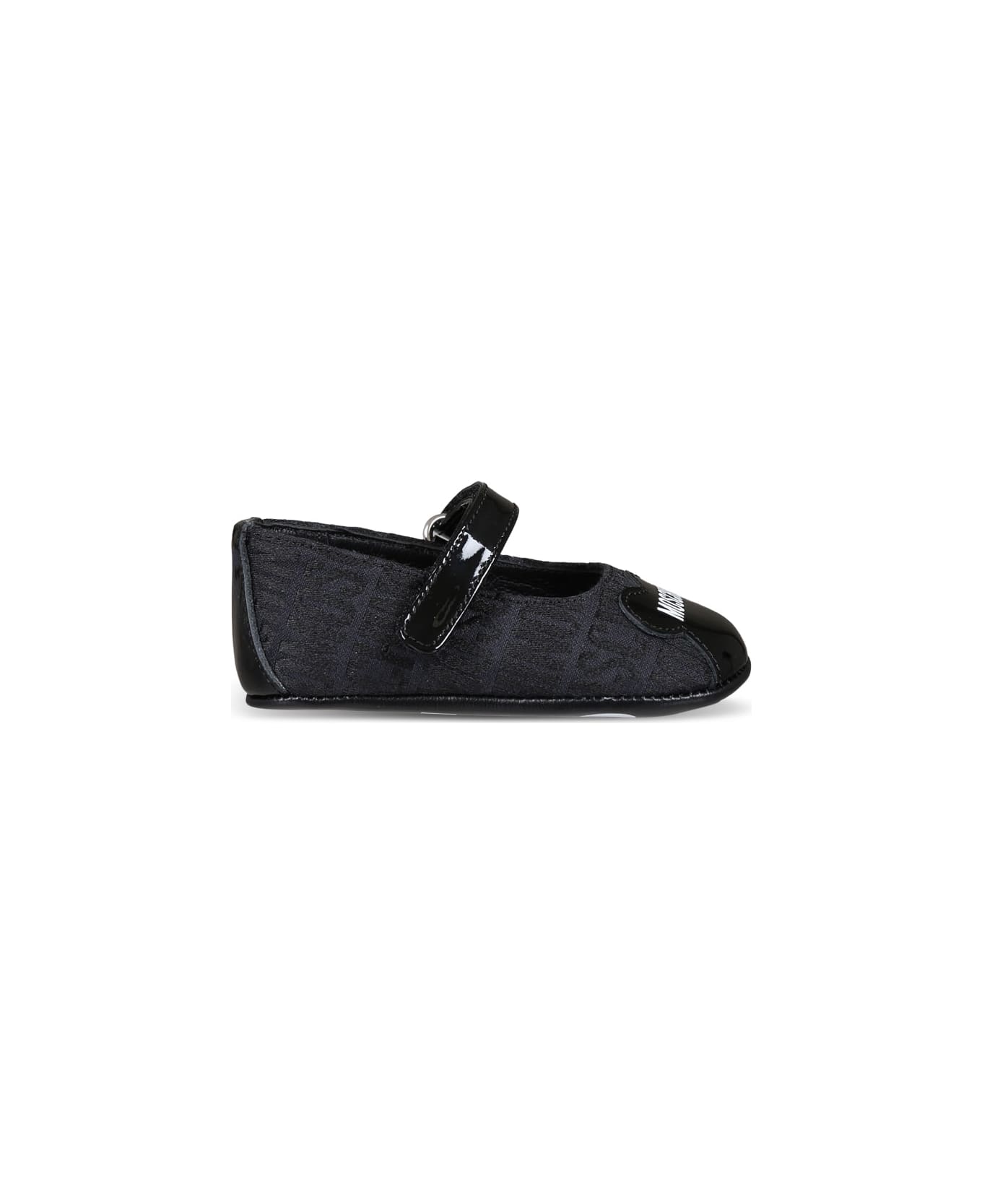 Moschino Black Ballet Flats For Baby Girl With Logo - Black